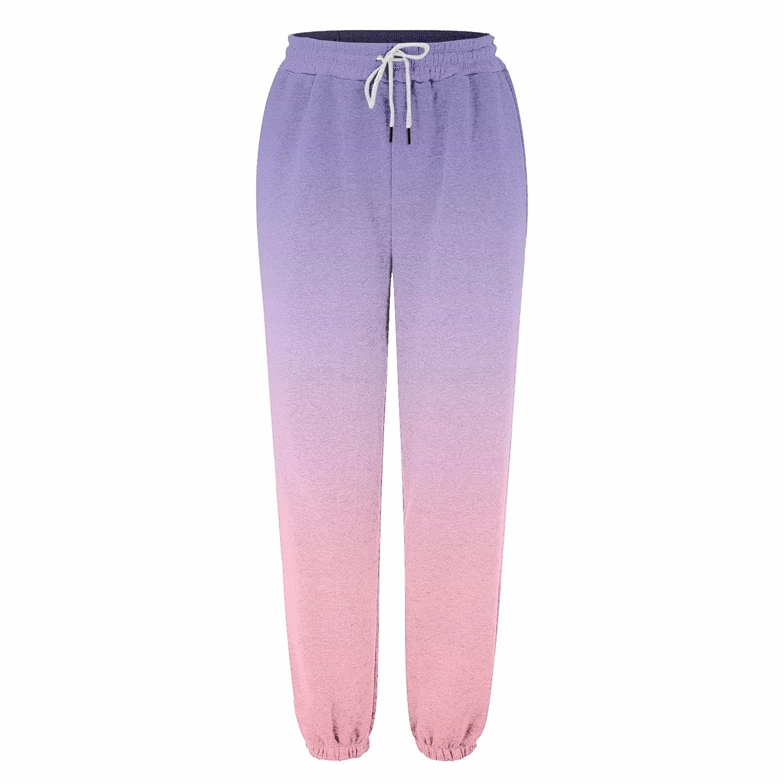 Pantalon de survêtement ample pour fille - Couleur dégradée - Taille élastique - Pour le sport - Avec poches - Pour l'école, l'entraînement athlétique - Avec cordon de serrage, rose, 7-8 ans