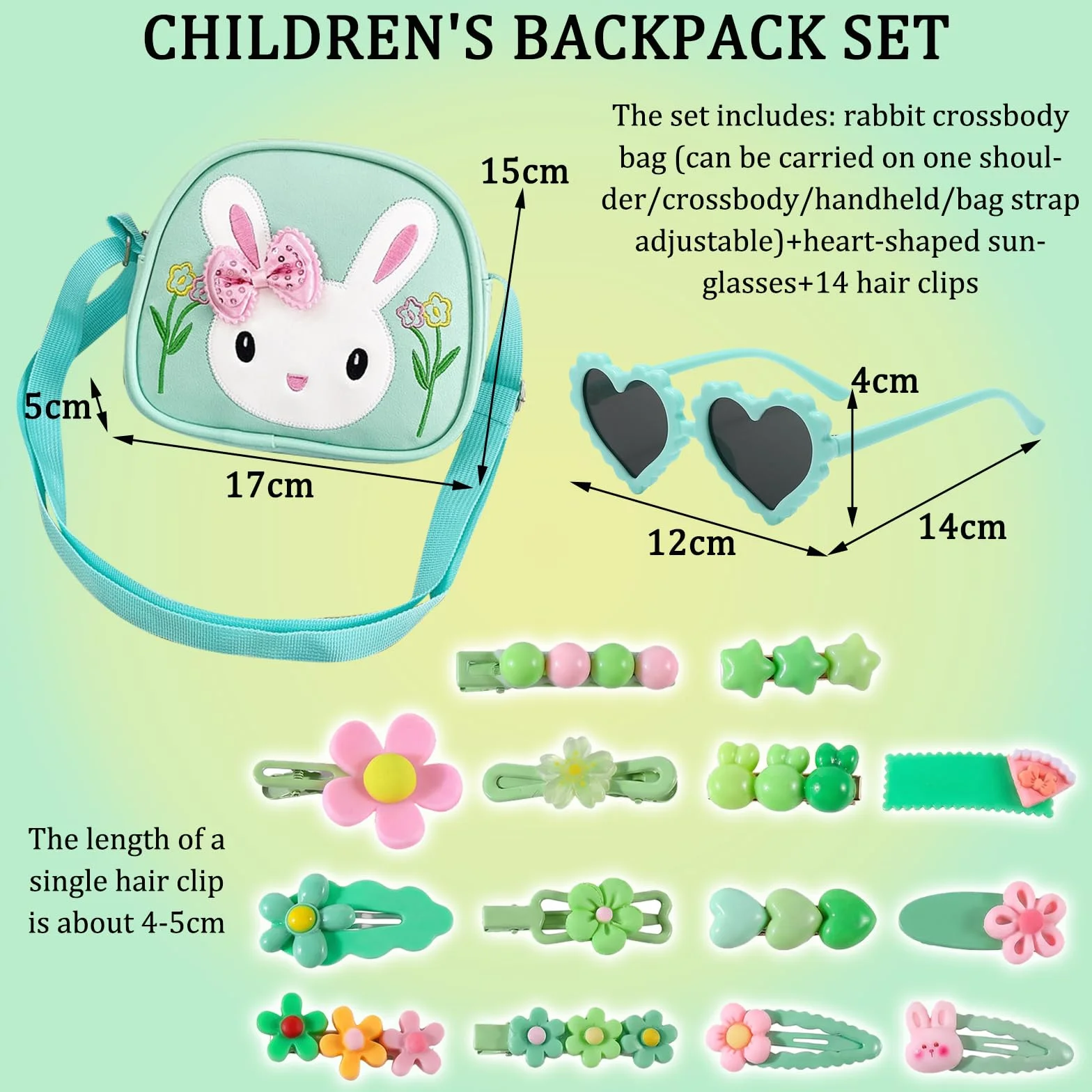 Sac à Main Fille, Sac Petite Fille, Sacs à Bandoulière pour Tout-Petits Filles avec Bretelles Réglables, Sacs a Main Petite Filles avec Lunettes de Soleil & Épingles à Cheveux