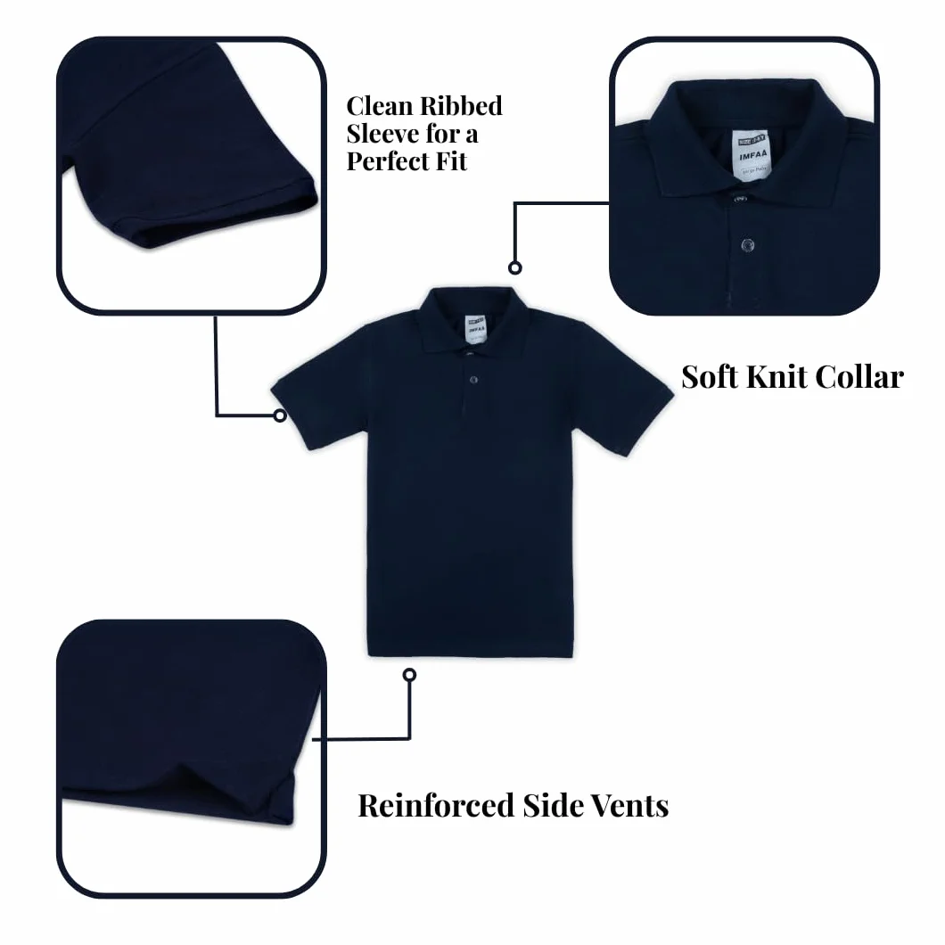IMFAA Lot de 2 Polos Manches Courtes Enfants Garçons Filles Couleurs Unies Sport