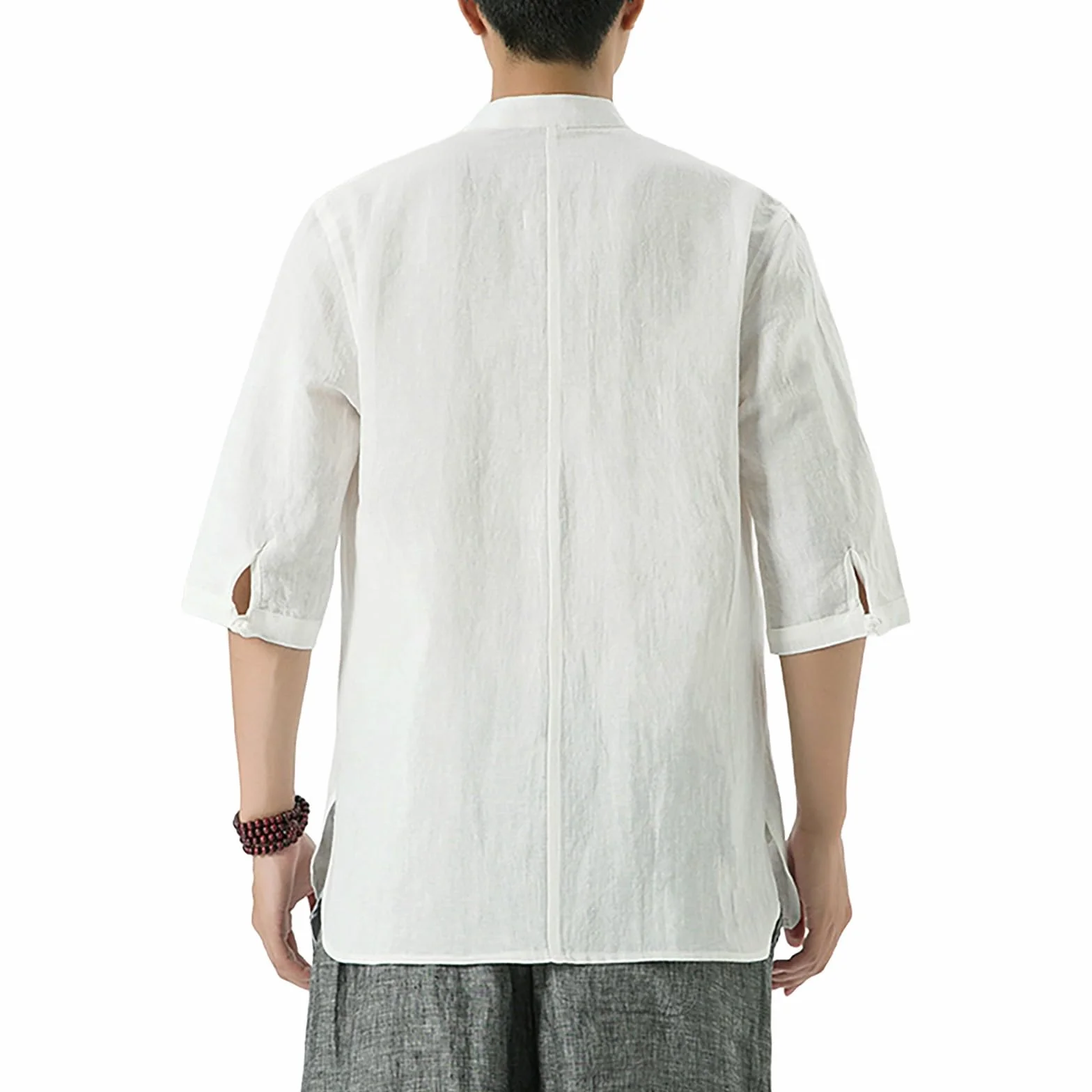 Chemise Kung Fu en coton et lin pour homme - Style traditionnel chinois - Veste à manches longues - Convient pour le Tai Chi et les occasions culturelles