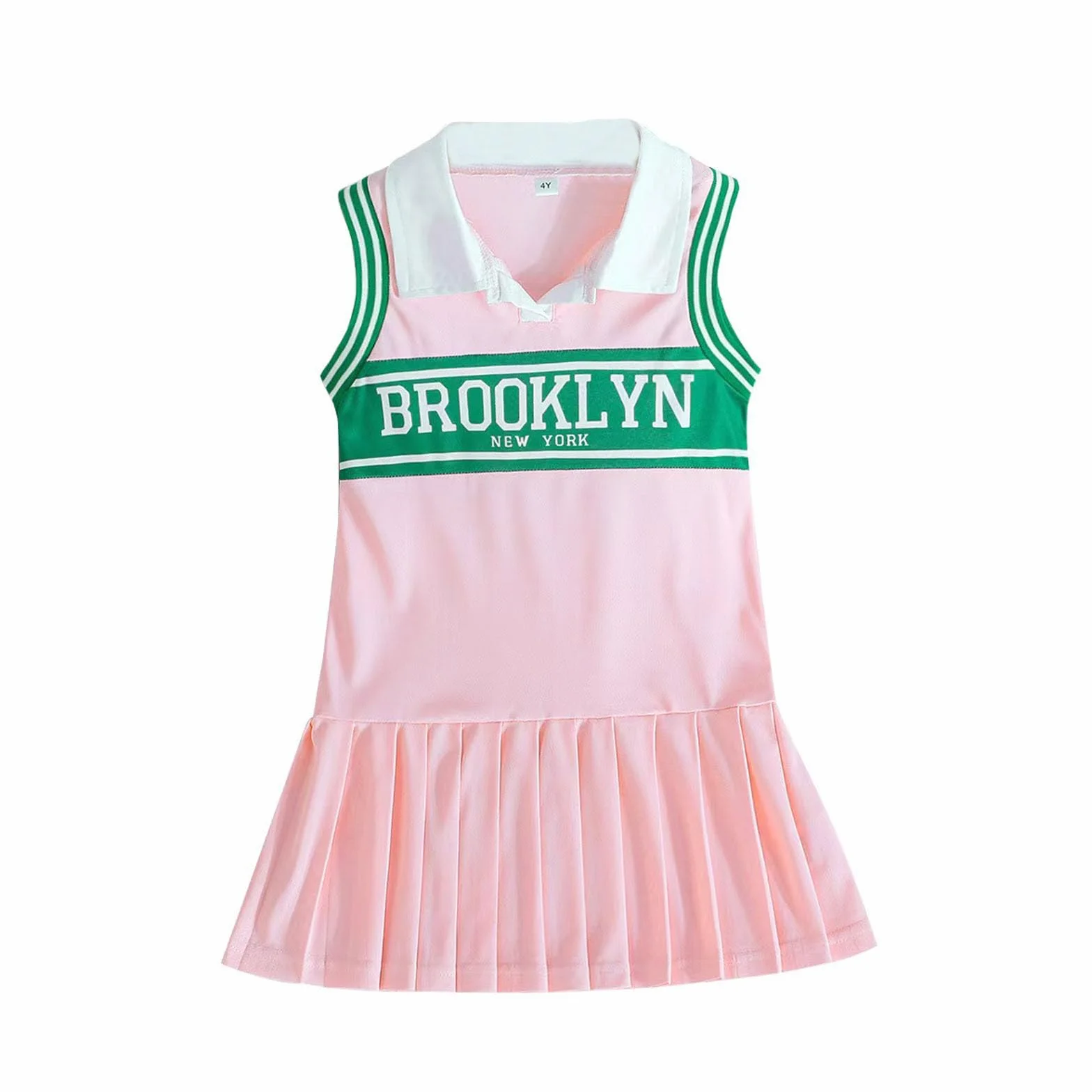 Robe de tennis sans manches fille polo jupe plissée col imprimé été décontractée vêtements enfants sport quotidien