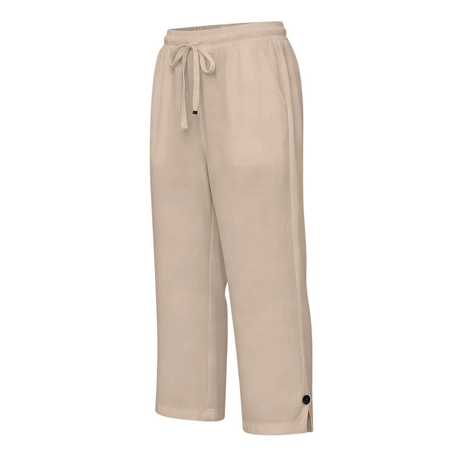 Pantacourt Femme Grande Taille Été Pantalon de Sport 3/4 en Coton et Lin Pantalon de Jogging Léger avec Poches Taille Élastique avec Cordon Bouton à la Cheville Décontracté pour Yoga Randonnée