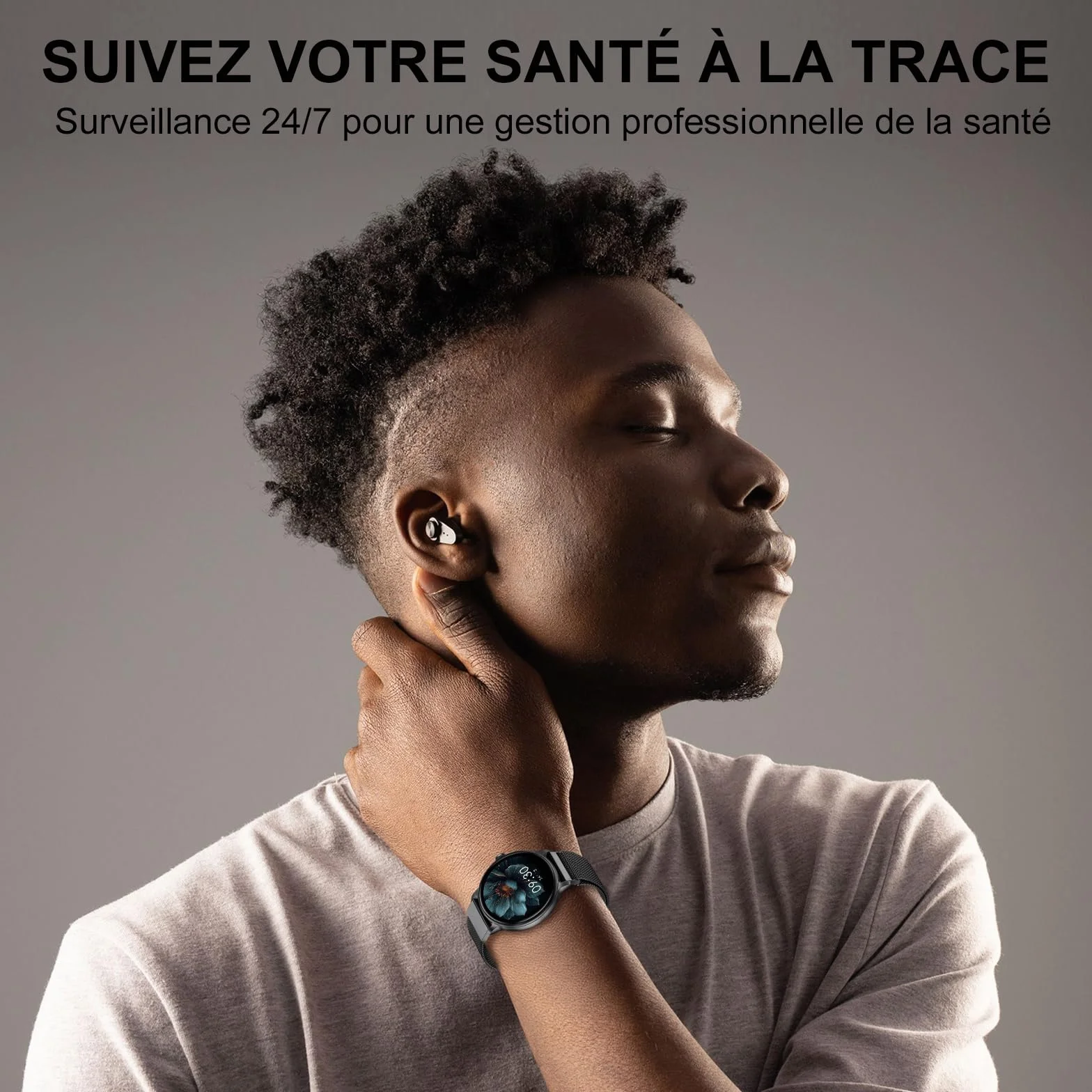 AcclaFit Montre Connectée Femme Homme avec Appel Bluetooth, Smartwatch Ronde 1,38" avec 147+ Modes Sportifs, Cardiofréquencemètre, Sommeil, IP68 Étanchéite, Compatible avec Android iOS