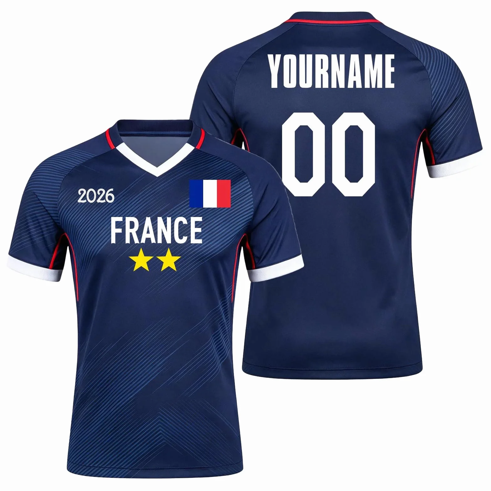 Maillot France 2026 Maillot de Foot Enfant Personnalisé avec Nom et Numéro T-Shirt de Football pour Homme Garçon Adulte, Confortable Respirant, Cadeaux de Football Personnalisés