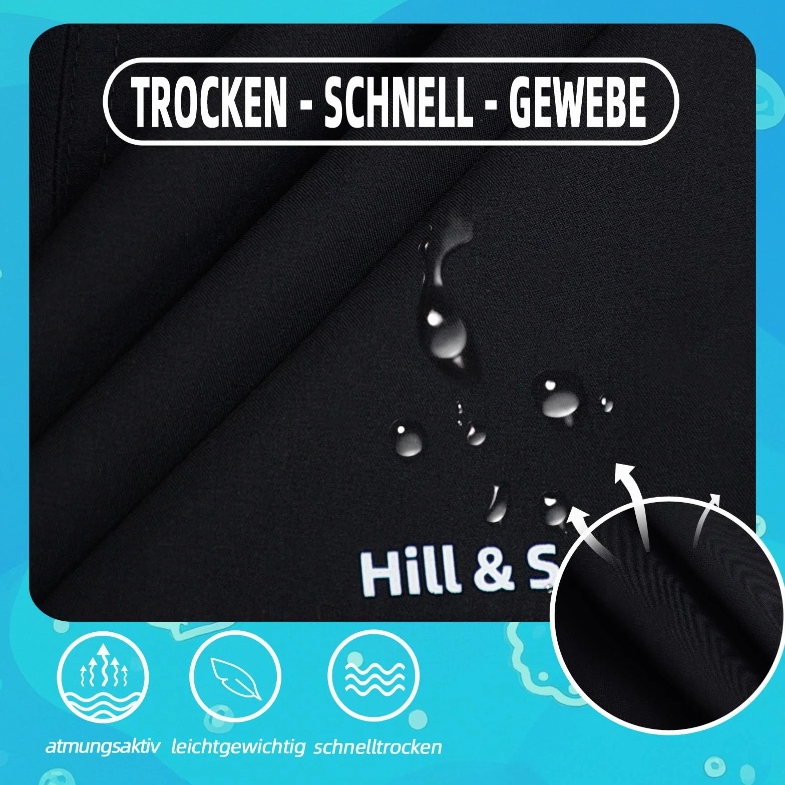 Hill & Sea Maillot de Bain garçon Séchage Rapide Boardshorts Respirant Hydrofuge Short de Bain avec Poches doublées en Mesh et Cordon de Serrage Ajustable 140-182