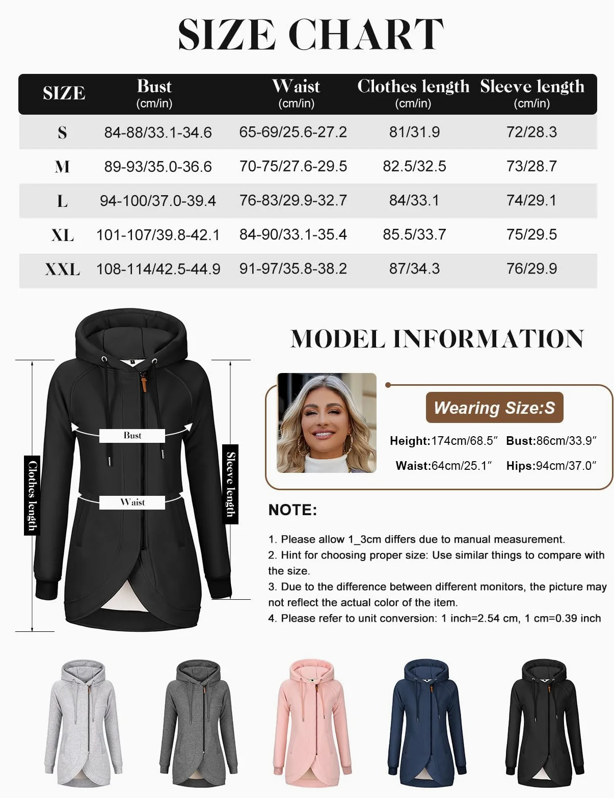 Voqeen Veste Polaire Femme Manches Longues Sweat à Capuche Sweat Zippé Hoodie Manteaux Femme Hoodie Hiver Veste d'hiver Doublé Polaire Chaud