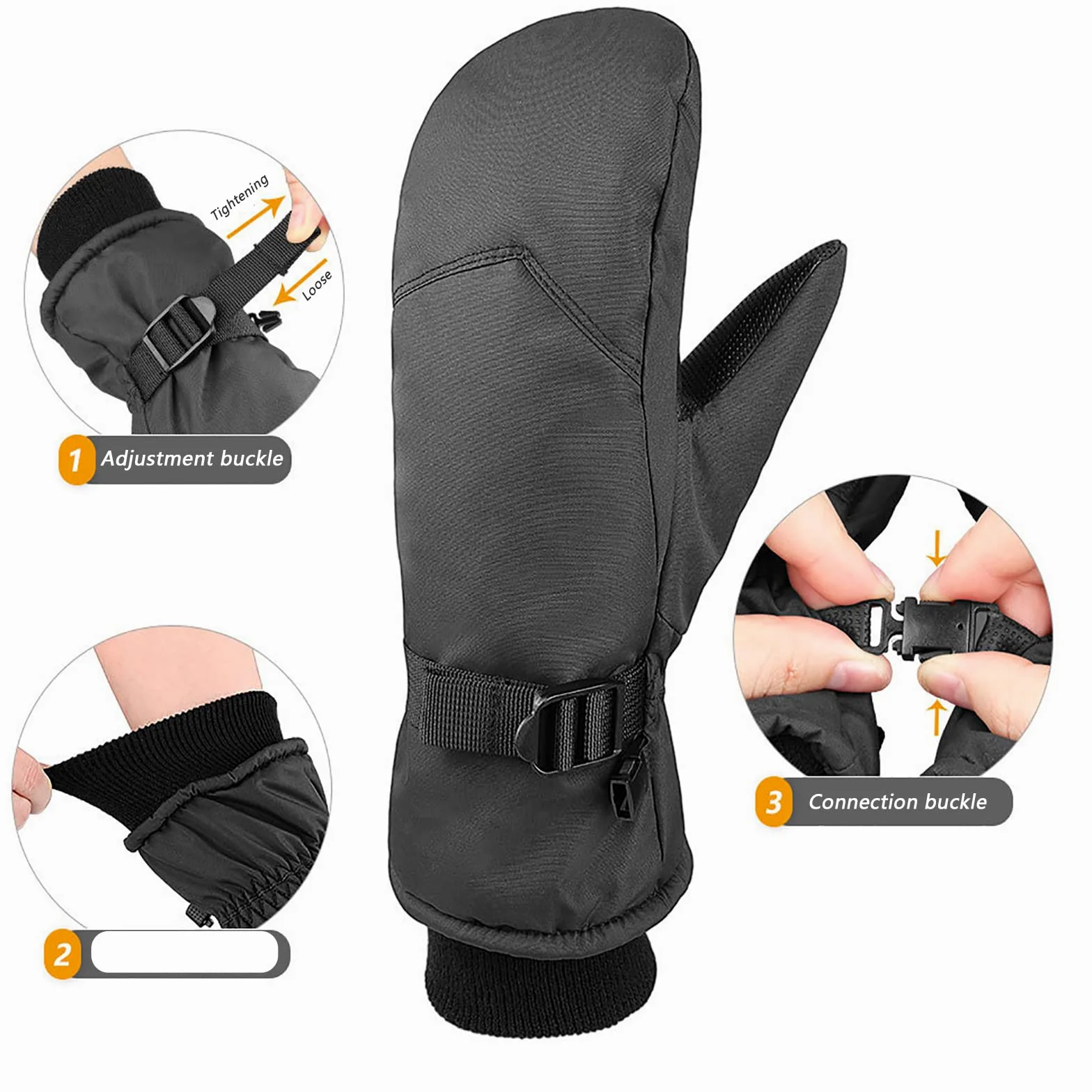 Gants de Ski Gants d'hiver Warm Imperméable Coupe Vent Thermique Mitaines pour Ski, Snowball Patin à Glace et Sports en Hiver