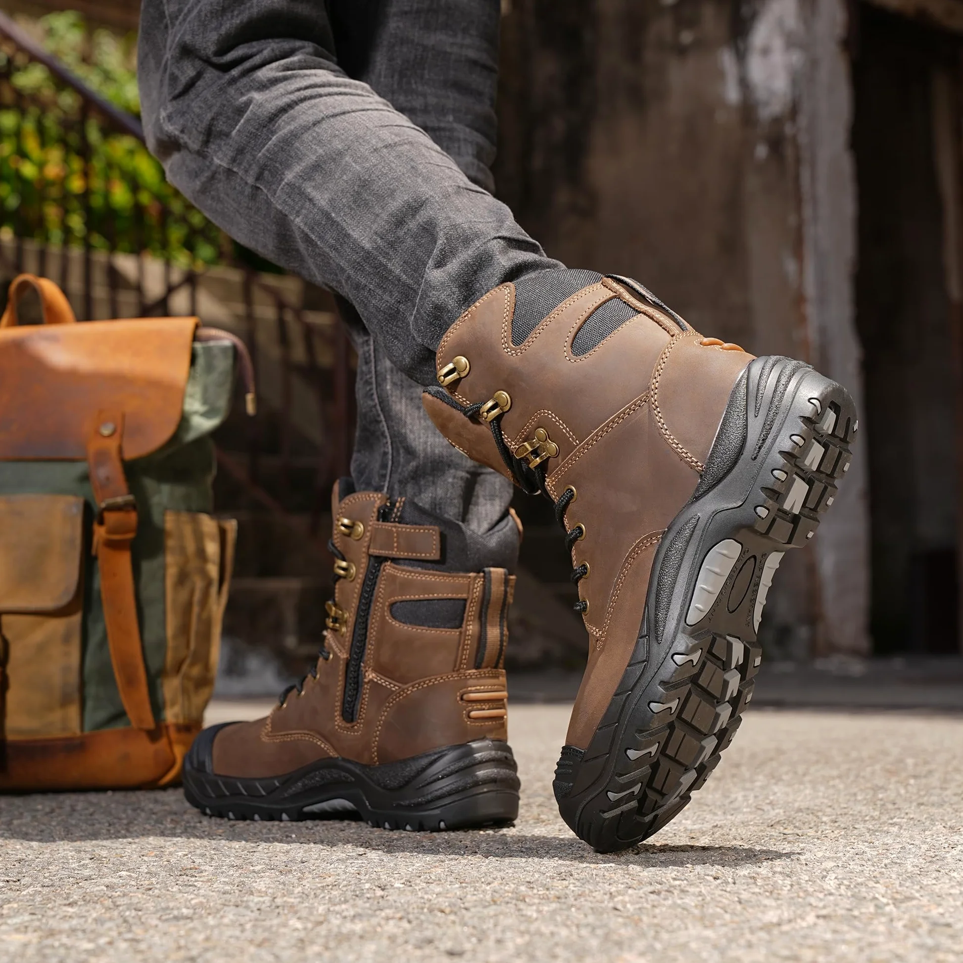 S3L HRO SR Chaussures de Sécurité Hommes, Chaussures de Sécurité Montantes, Bottes de Travail en Acier pour Hommes Bottes de Sécurité en Cuir 37-47 EU