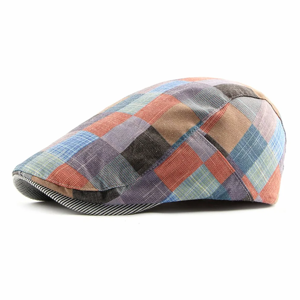 Chapeau Homme Coton Motif à Carreaux Bérets
