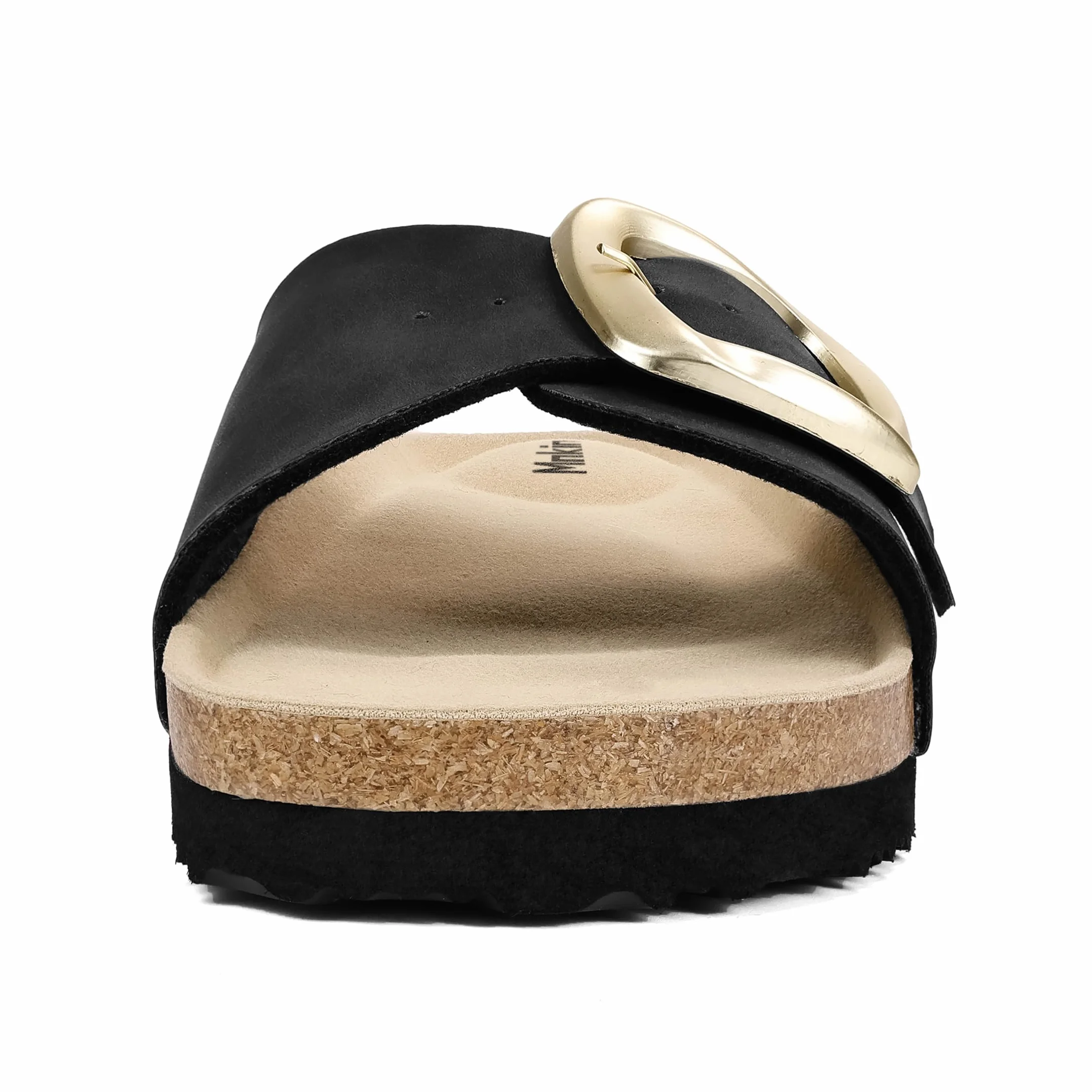 Sandales Femme Été Mules Semelle Intérieure en Liège Sandales en Daim Boucle Réglable Bout Ouvert Chaussure Piscine Plage