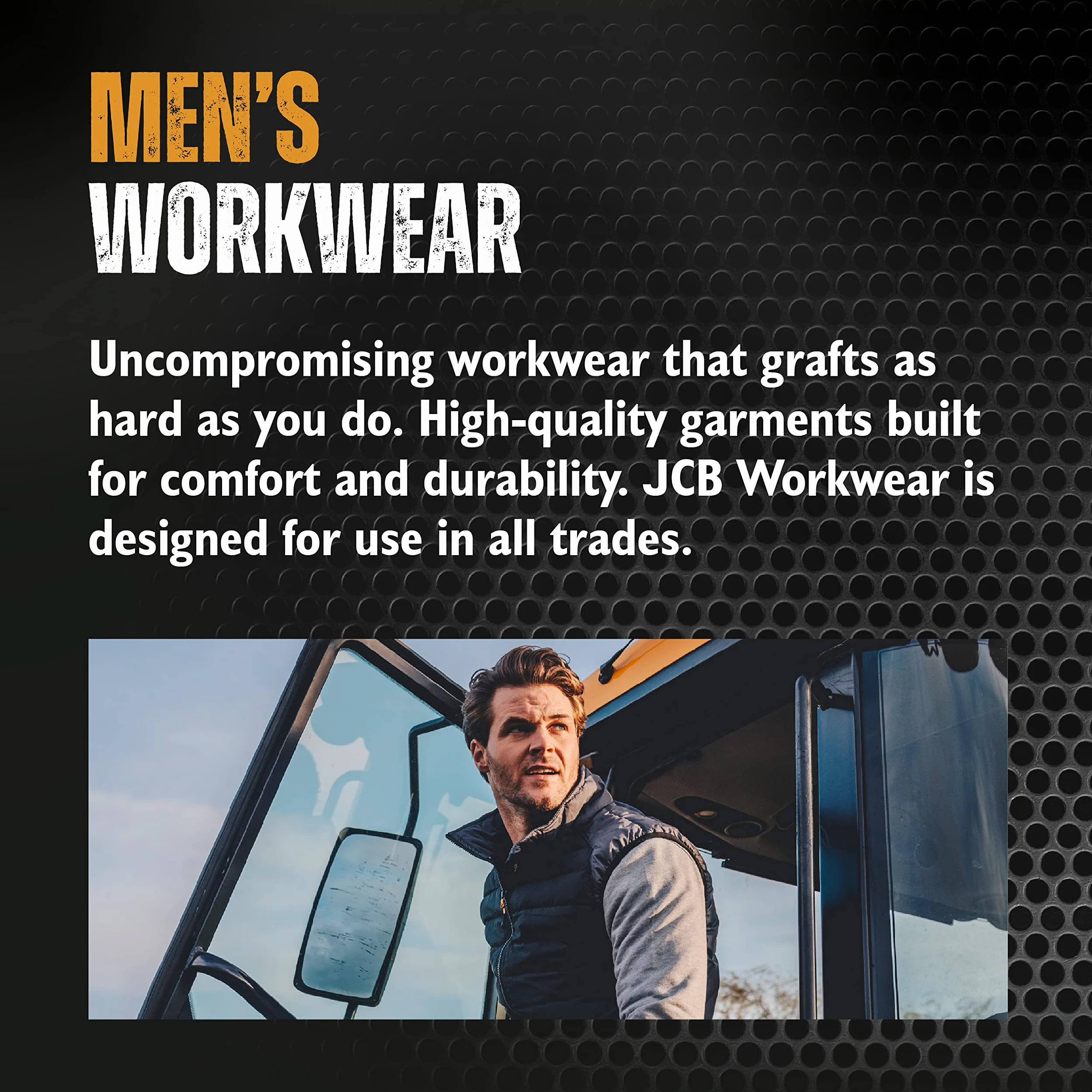 JCB - Sweat-shirt Trade Crew fabriqué avec 80 % coton et 20 % polyester pour homme, détails de la marque : tissu Cordura, coudières, vêtements pour homme, 320 g/m²