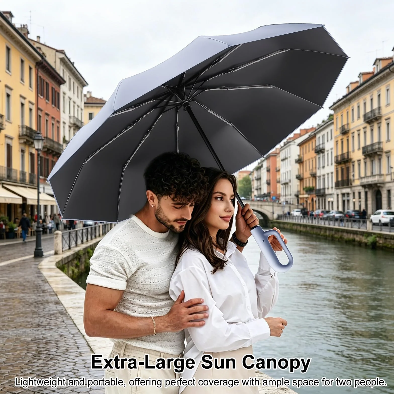Parapluie Pliant Automatique Compact – Résistant au Vent et à la Tempête – Léger et Solide – Ouverture et Fermeture Faciles – Pour Voyage Homme/Femme