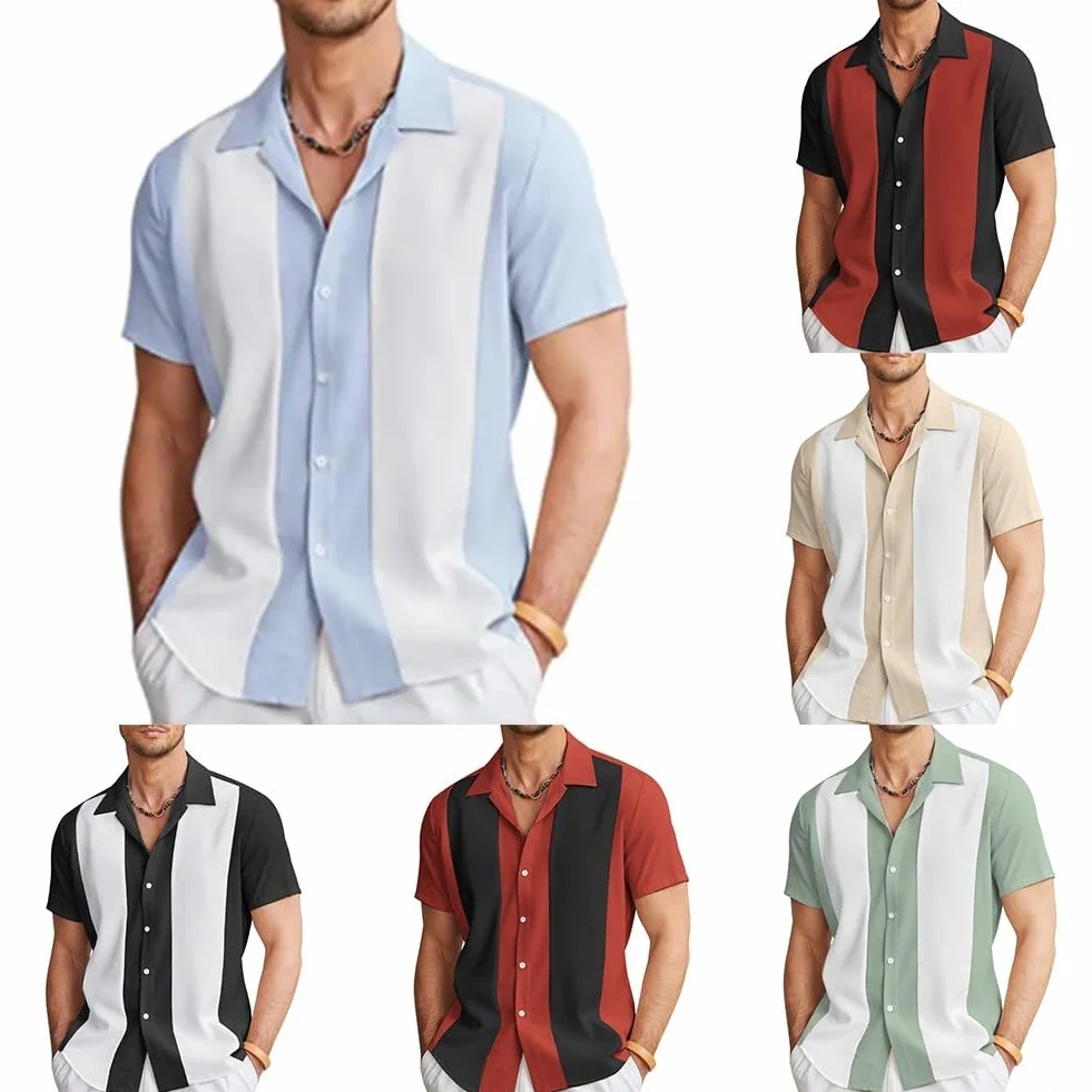 Chemise de bowling hawaïenne décontractée pour homme, coupe ample, manches courtes, boutonnée