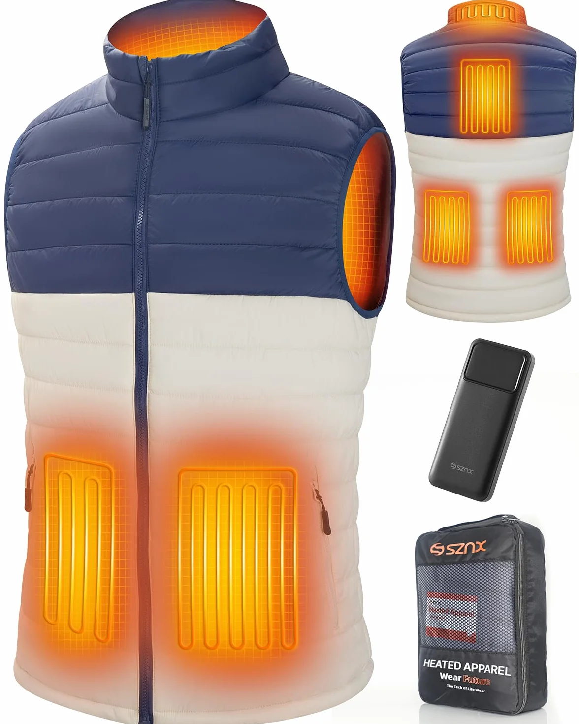 Gilet Chauffant Homme avec Batterie Incluse – Veste Chauffante Sans Manche Chauffage Rapide USB Rechargeable Hiver