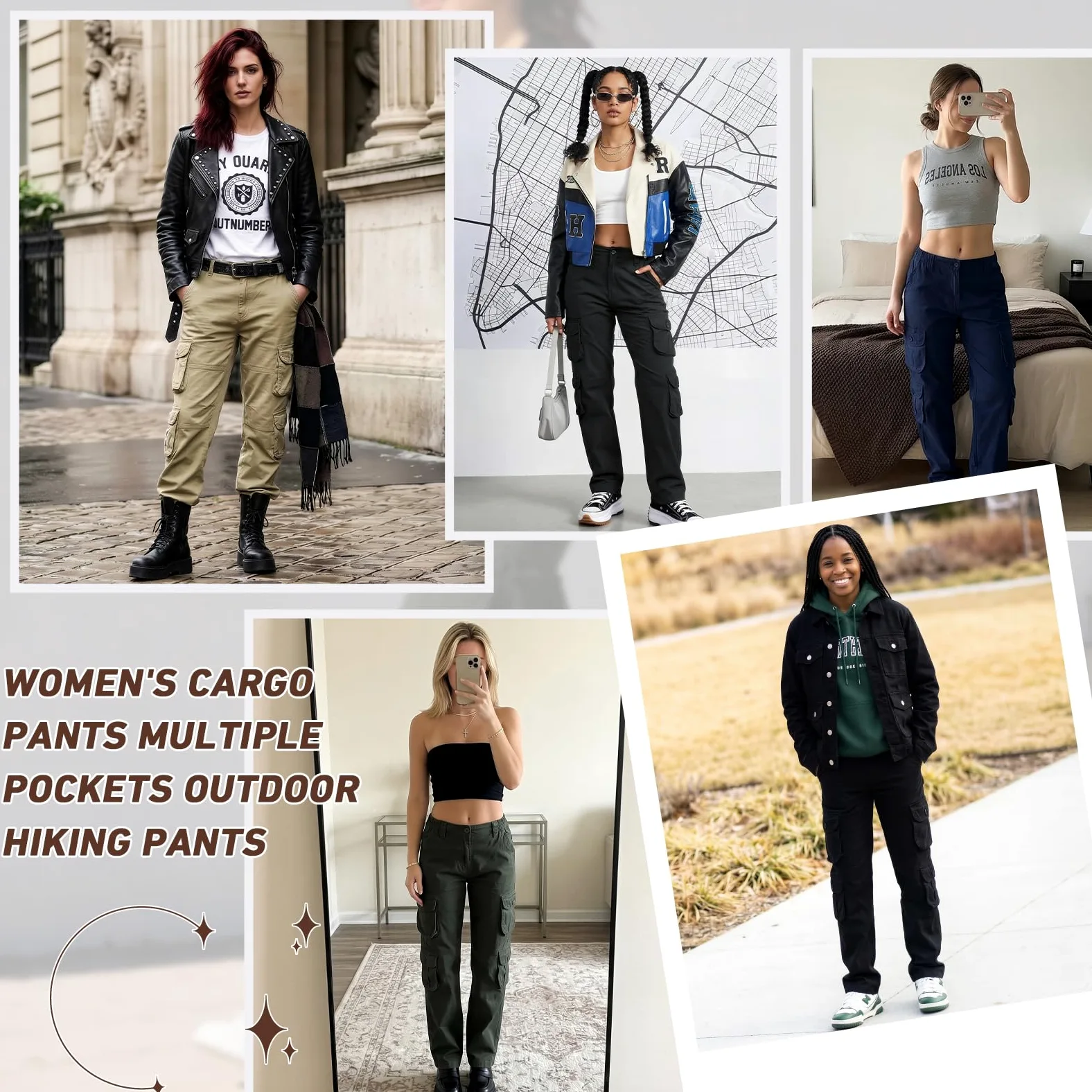 Pantalon cargo pour femme - Pantalon de travail - Pantalon d'extérieur stretch - Pantalon de randonnée - Pantalon d'été léger - Multi poches - Pantalon militaire - Coupe décontractée