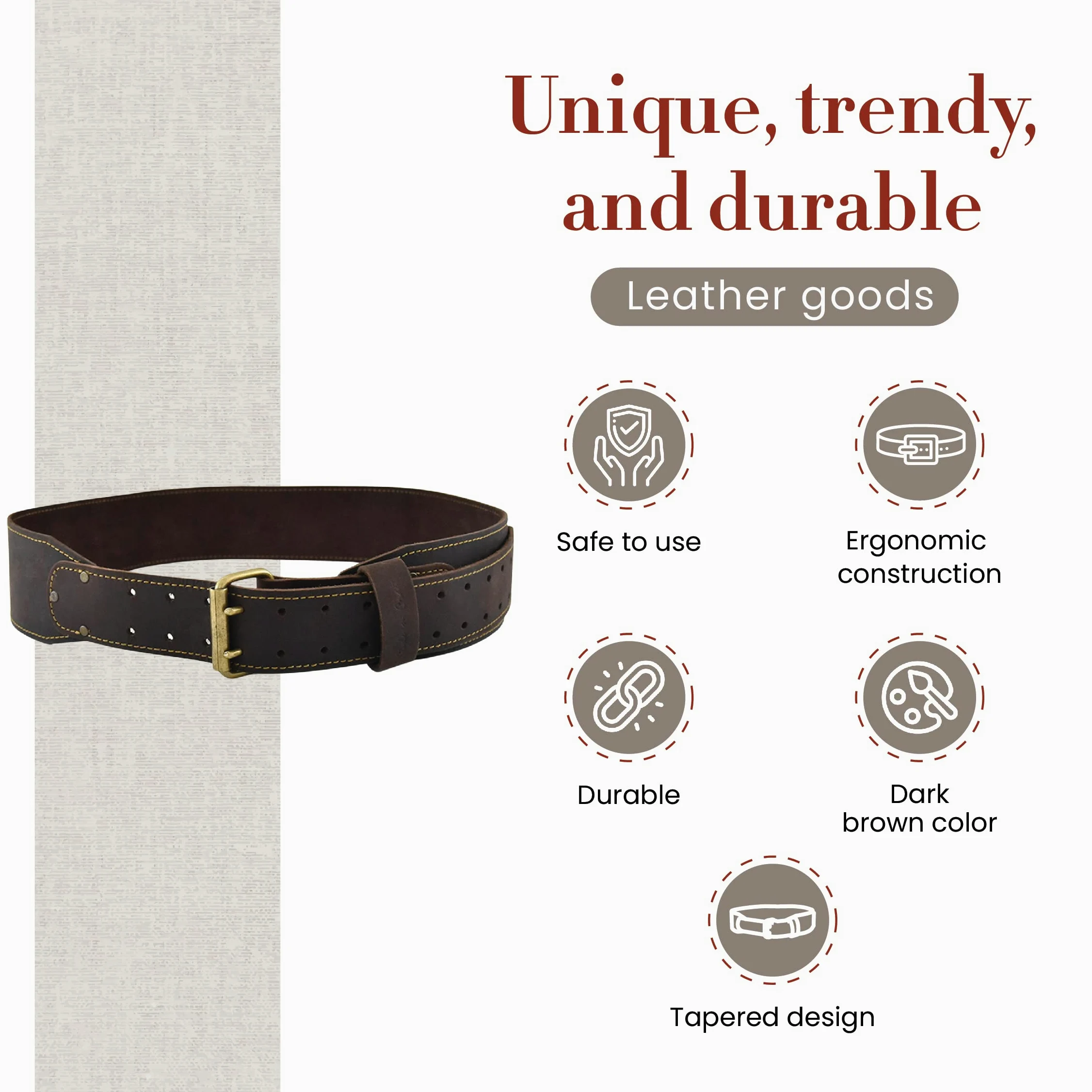 Style N Craft Ceinture de travail fuselée pour homme, marron foncé