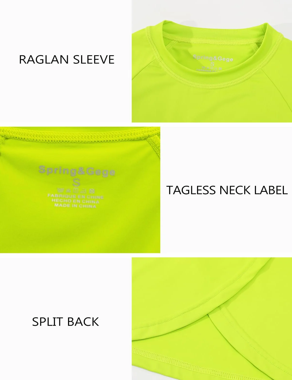 Spring&Gege T-shirt manches courtes UPF 50+ séchage rapide filles dos fendu