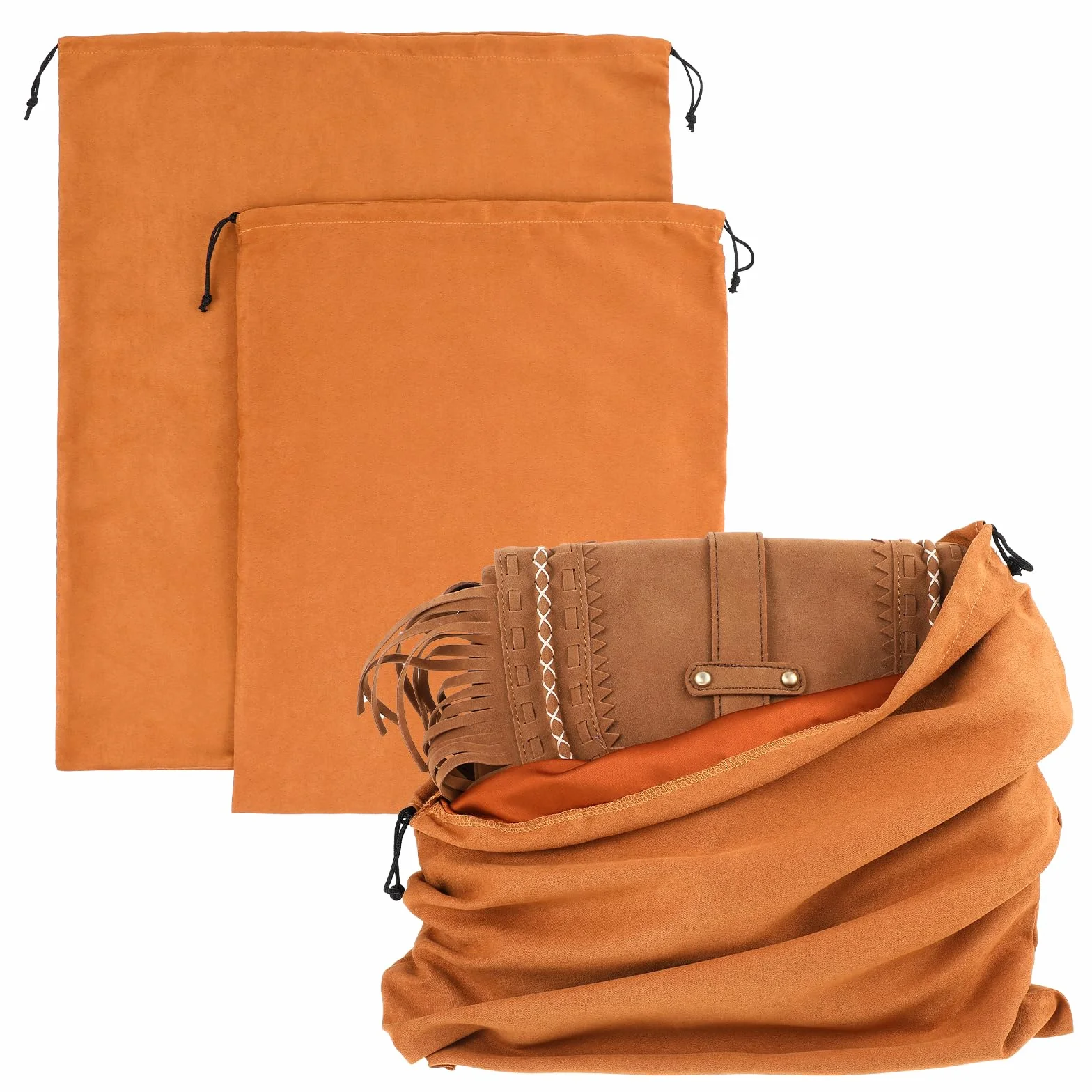 Lot de 2 sacs à chaussures de voyage, sacs à poussière pour sacs à main, sacs en flanelle avec cordon de serrage, sac de rangement, grand sac de protection avec cordon de serrage pour protéger sacs à