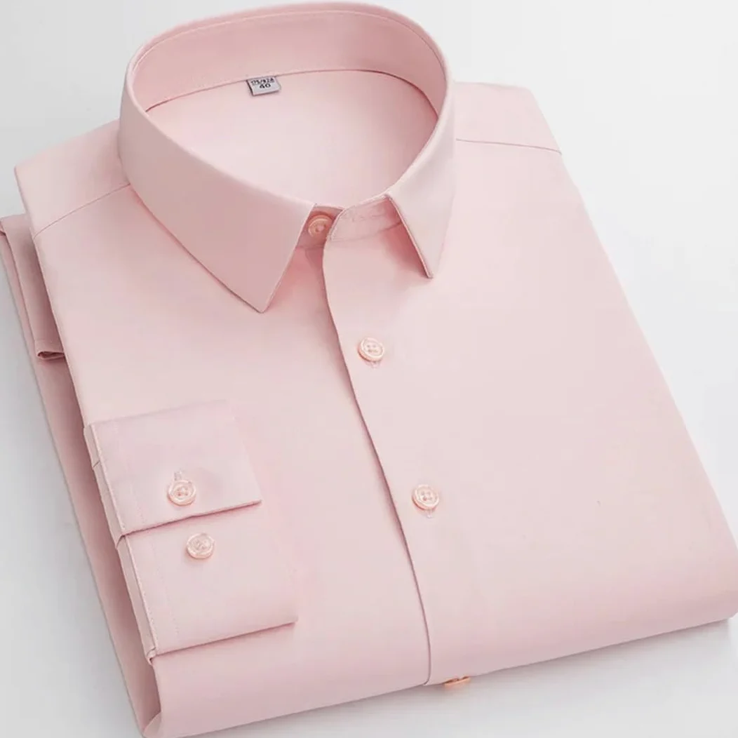 Yeuyyben Chemise de travail à manches longues pour homme - Coupe ajustée - Élasticité douce - Sans poches - Blanc