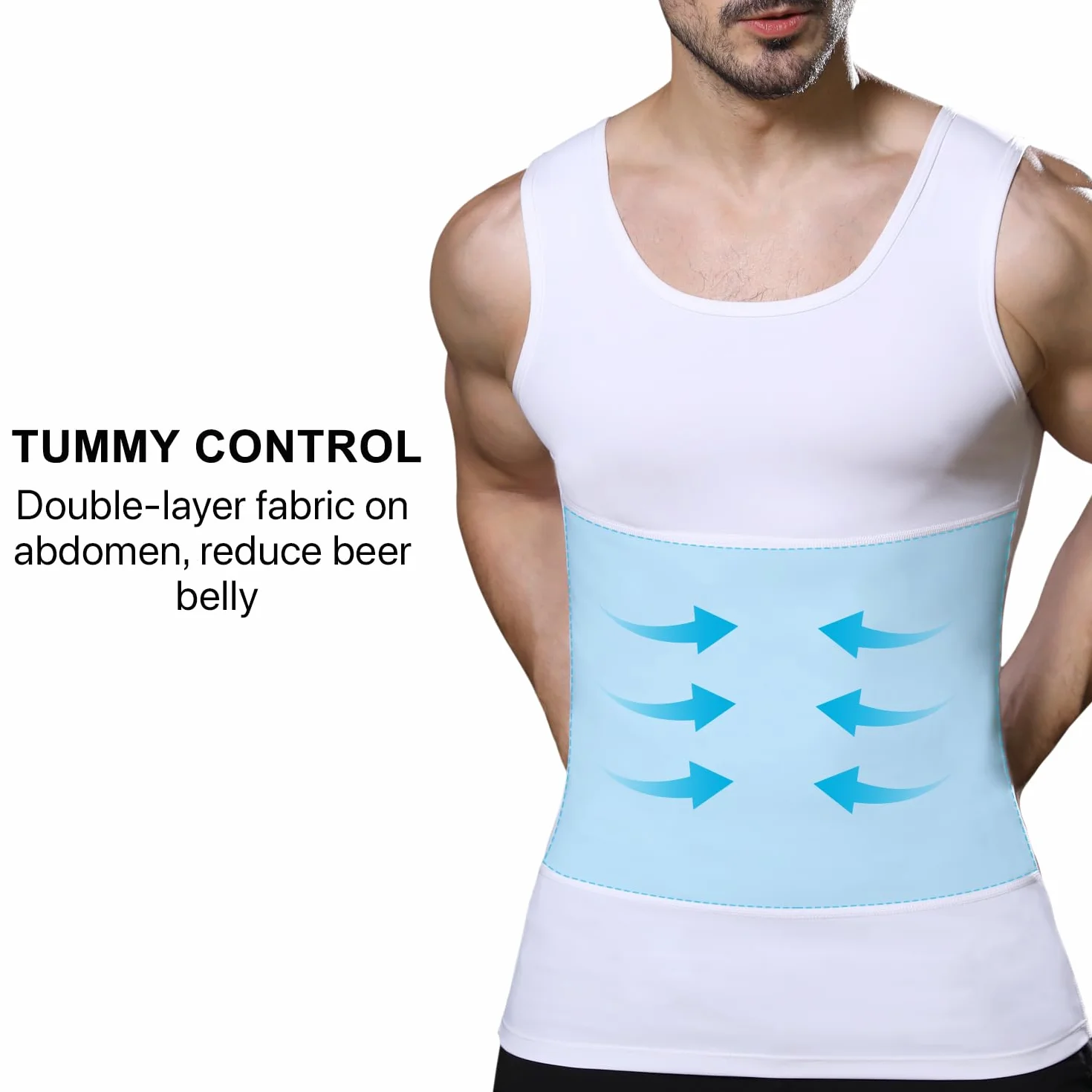 Lgtfy - Gilet amincissant pour homme - Maillot de compression pour gynécomastie - Contrôle du ventre - Change en quelques secondes