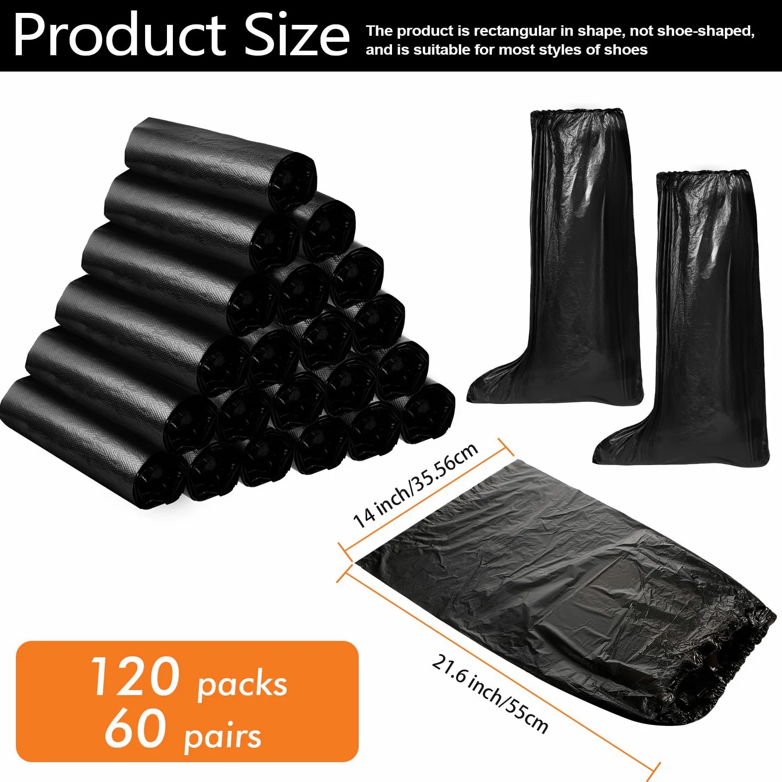 Lot de 120 couvre-chaussures jetables en plastique antidérapant et imperméable - Pour bottes de sécurité - 55 cm de haut - Pour homme et femme