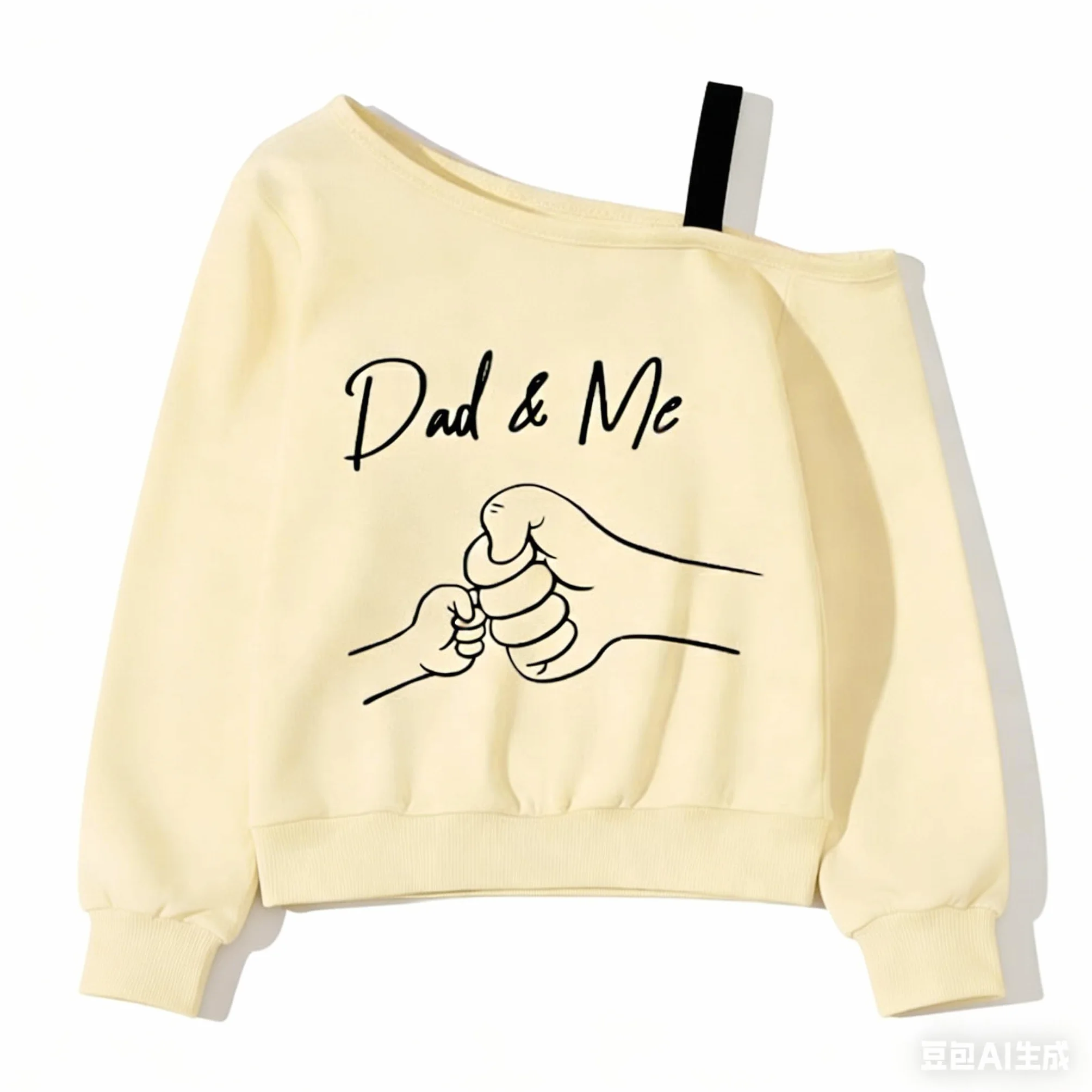 Sweat-shirt à manches longues et épaules dénudées pour filles - Haut décontracté à manches longues - Côtelé - Poignets et ourlet en tricot
