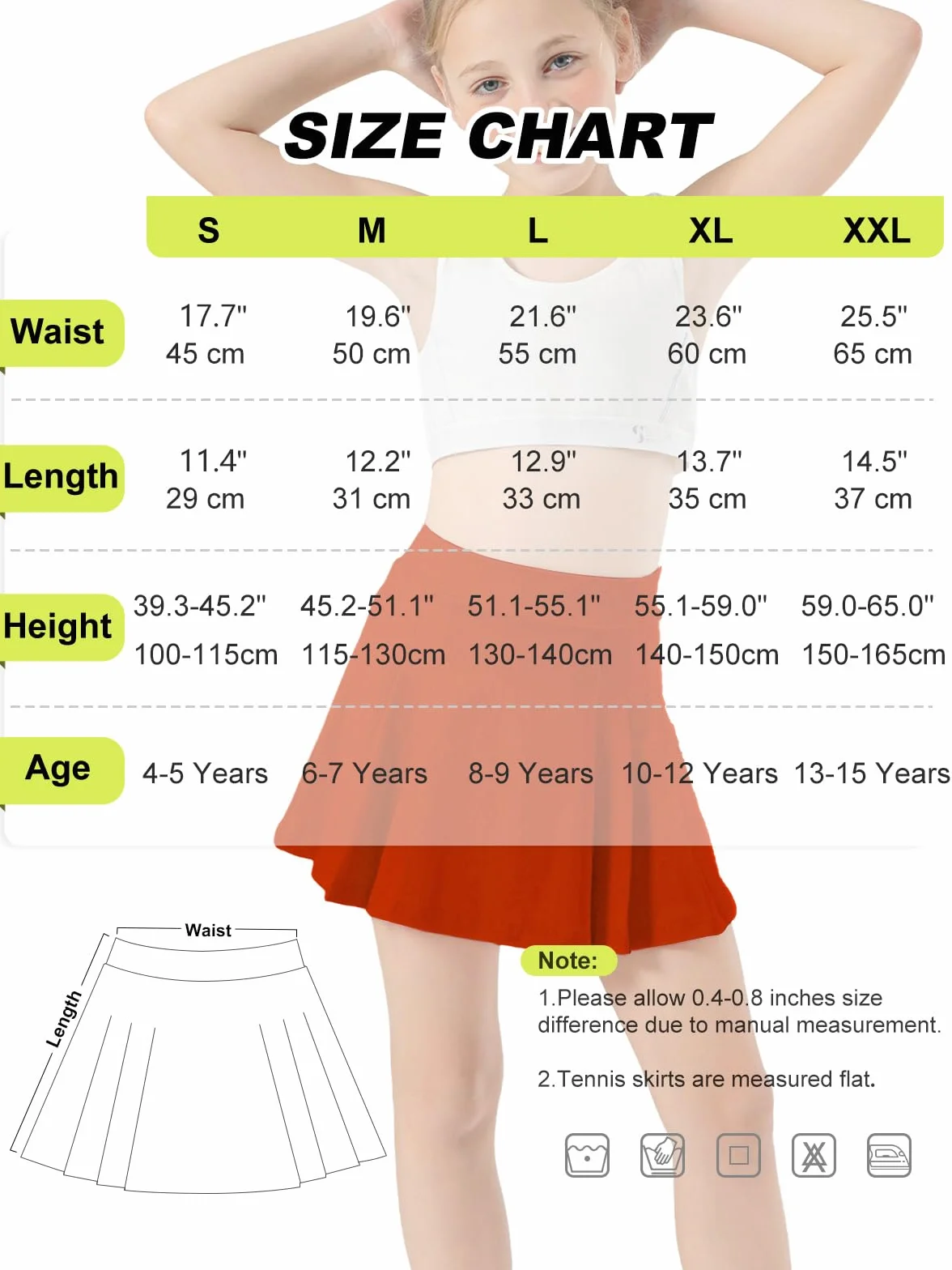 Jupe de Tennis pour Filles Jupe de Golf Plissée pour Enfants avec Poches pour Short Jupe-Short de Athlétique 4 à 15 Ans