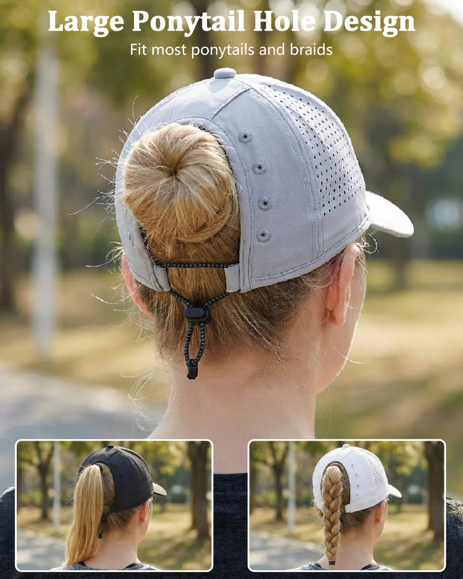 GADIEMKENSD Chapeau de Sport pour Femmes avec Un Grand Trou pour Queue de Cheval Casquette de Baseball pour la Course à Pied avec Trou pour Queue de Cheval Design Non structuré Pliable Léger