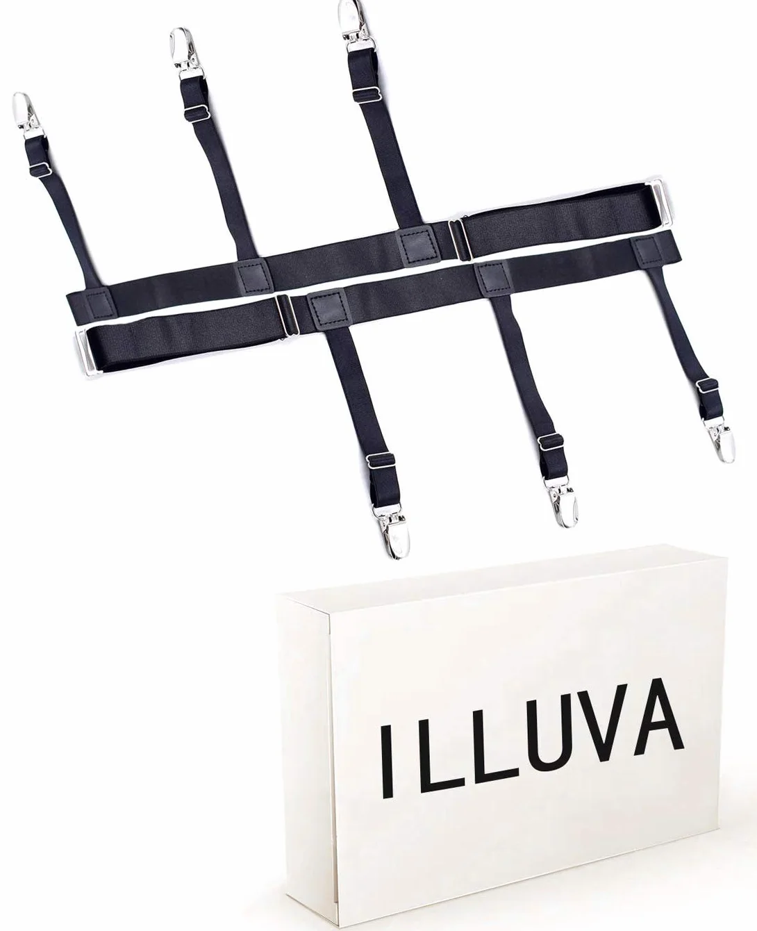 1 paire de supports de chemises pour homme - Élastique - Avec blocage antidérapant - Colliers réglables