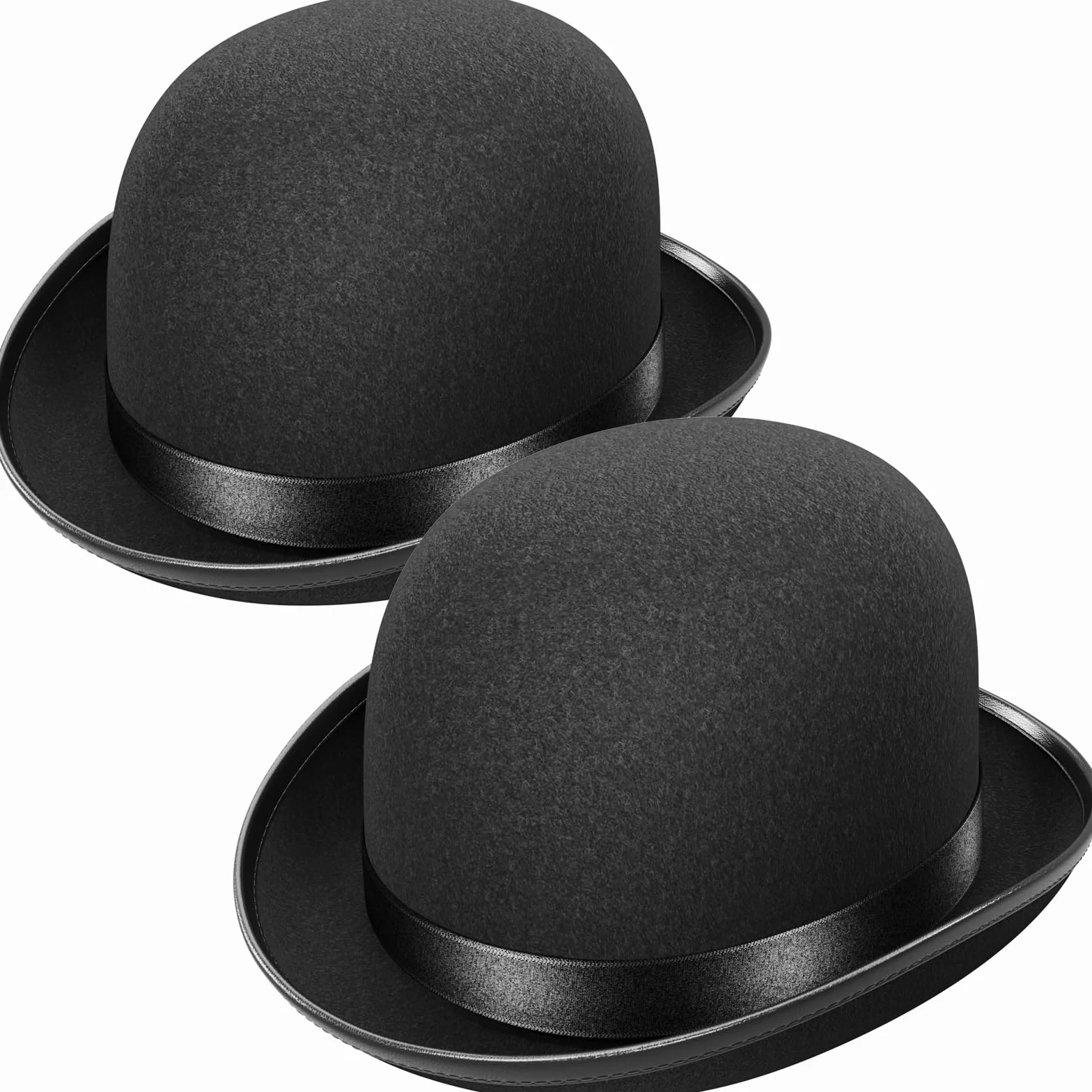 WELLGRO Lot de 2 chapeaux melon noirs pour adultes 30,5 x 24 x 13 cm taille unique