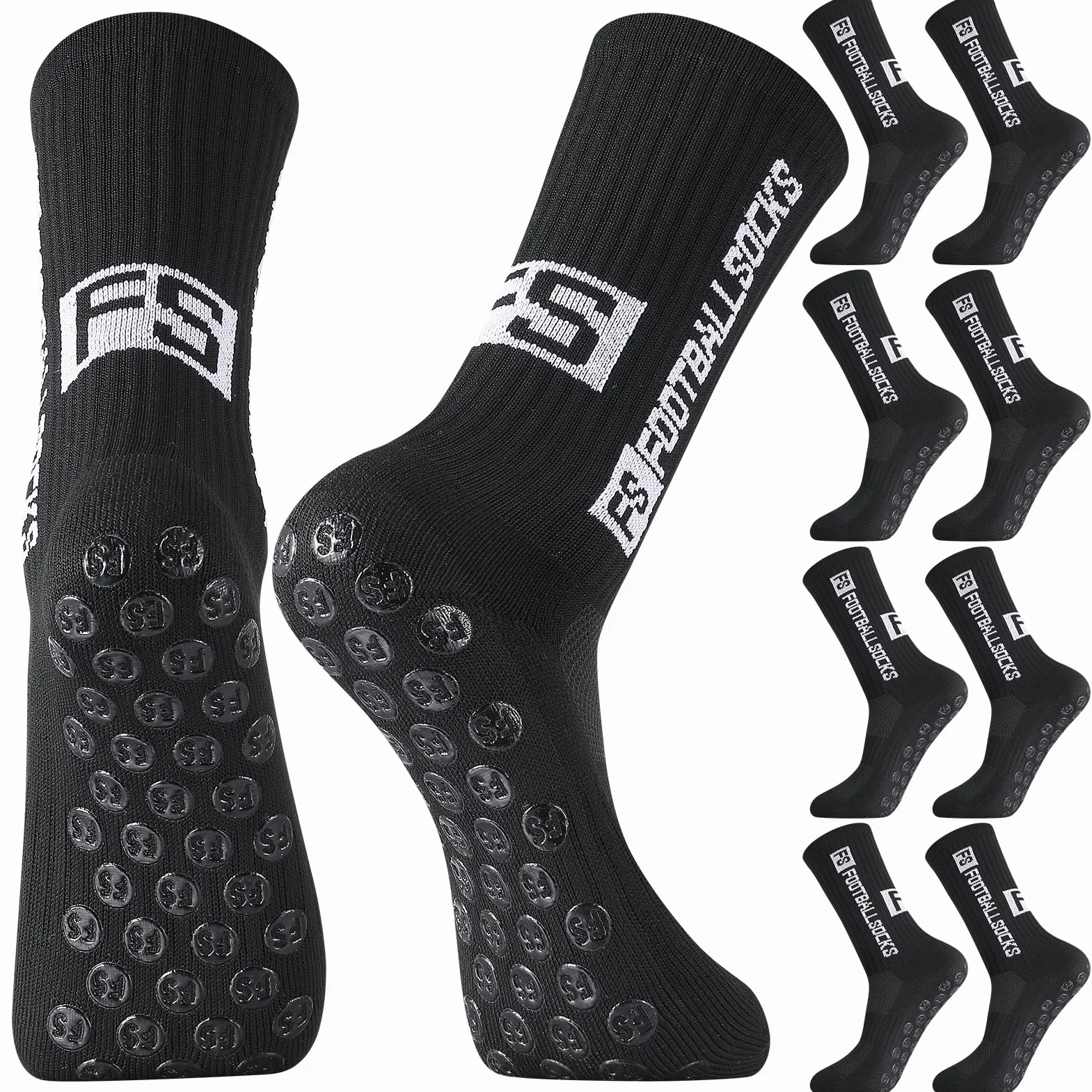 Utensilsto Lot de 4 paires de chaussettes de football antidérapantes pour garçon - Chaussettes de football antidérapantes pour football, basketball, course, rugby, tennis