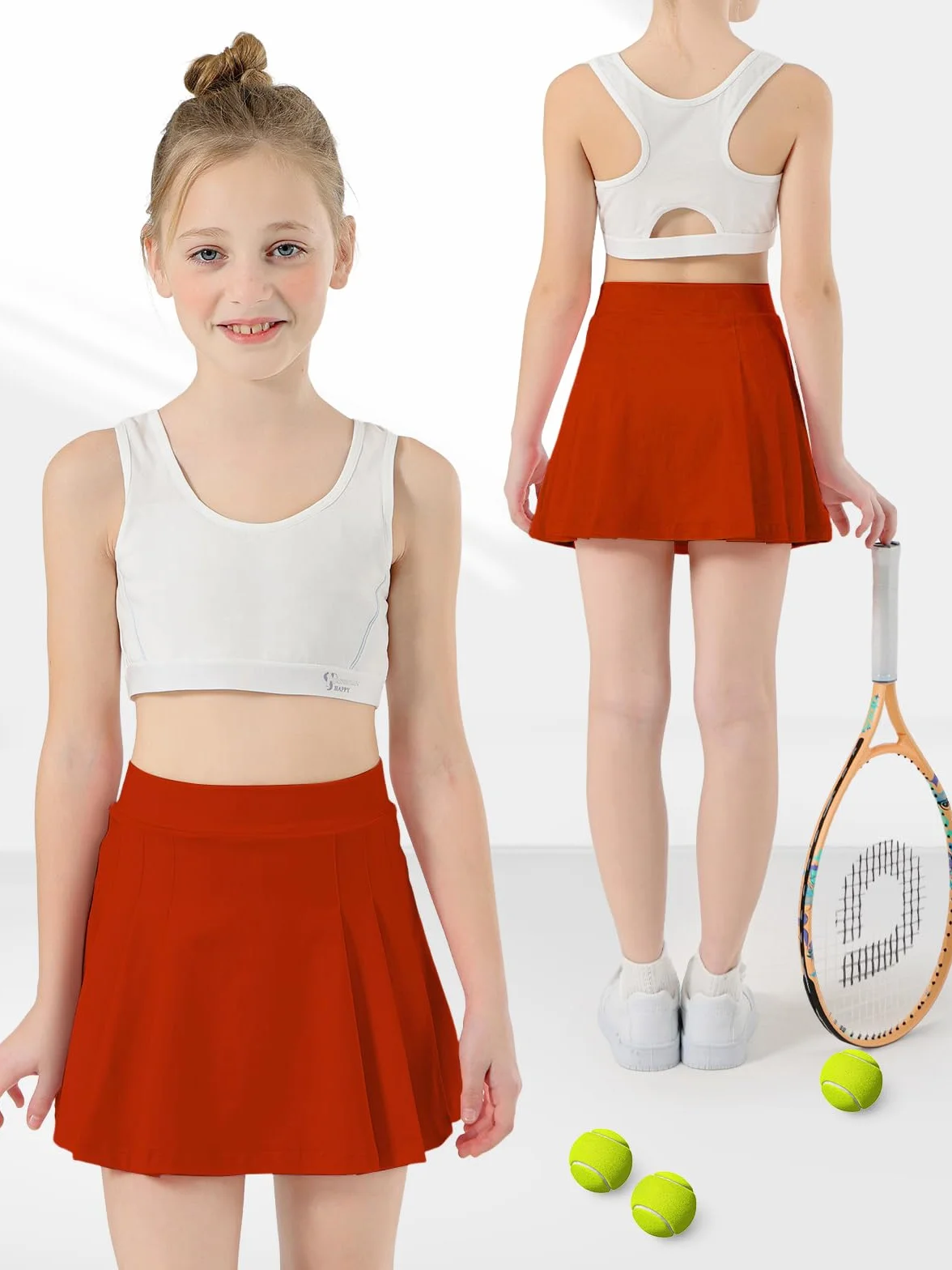 Jupe de Tennis pour Filles Jupe de Golf Plissée pour Enfants avec Poches pour Short Jupe-Short de Athlétique 4 à 15 Ans