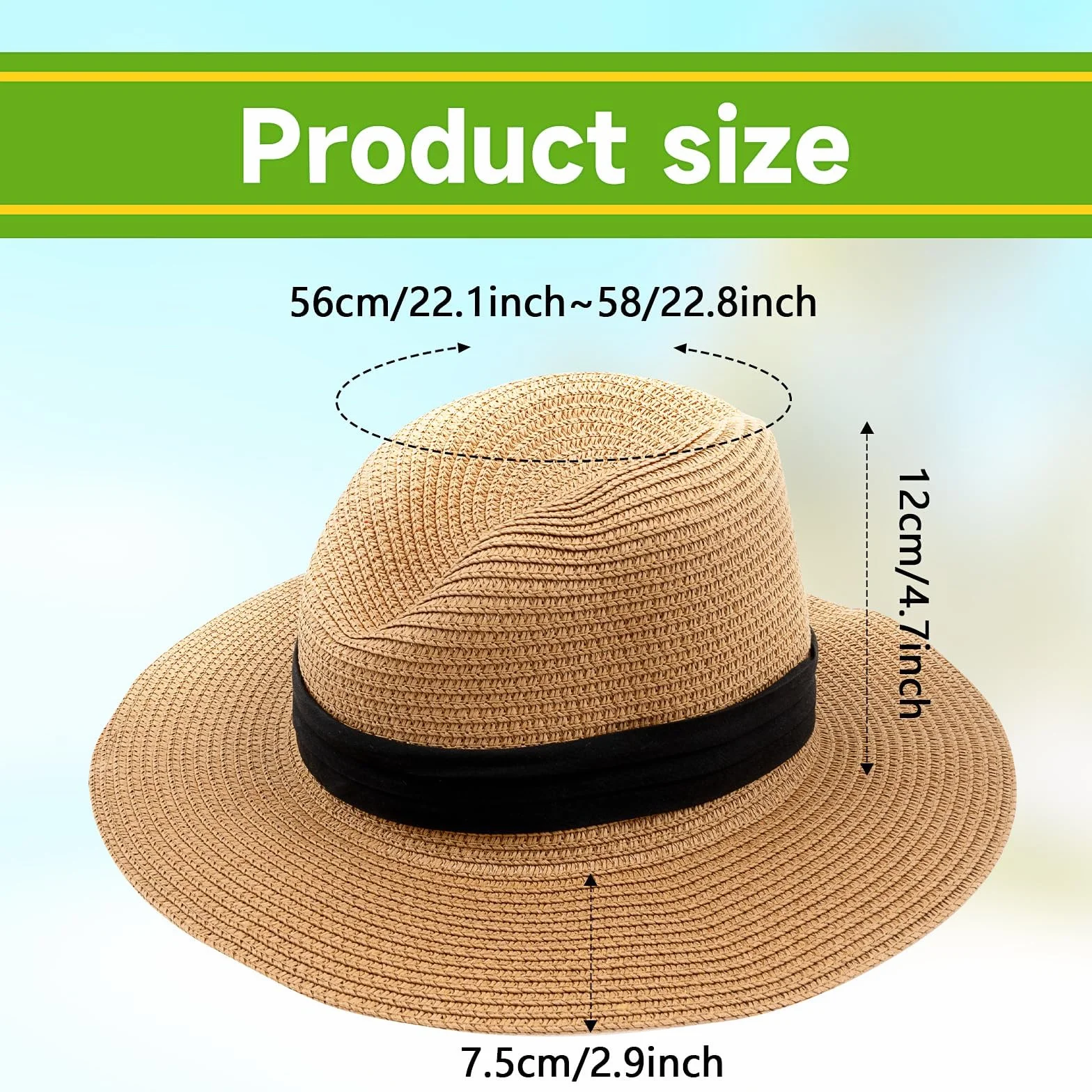 Chapeau Fedoras Panama en Paille à Large Bord UPF 50 Pliable Homme Femme Lot de 6