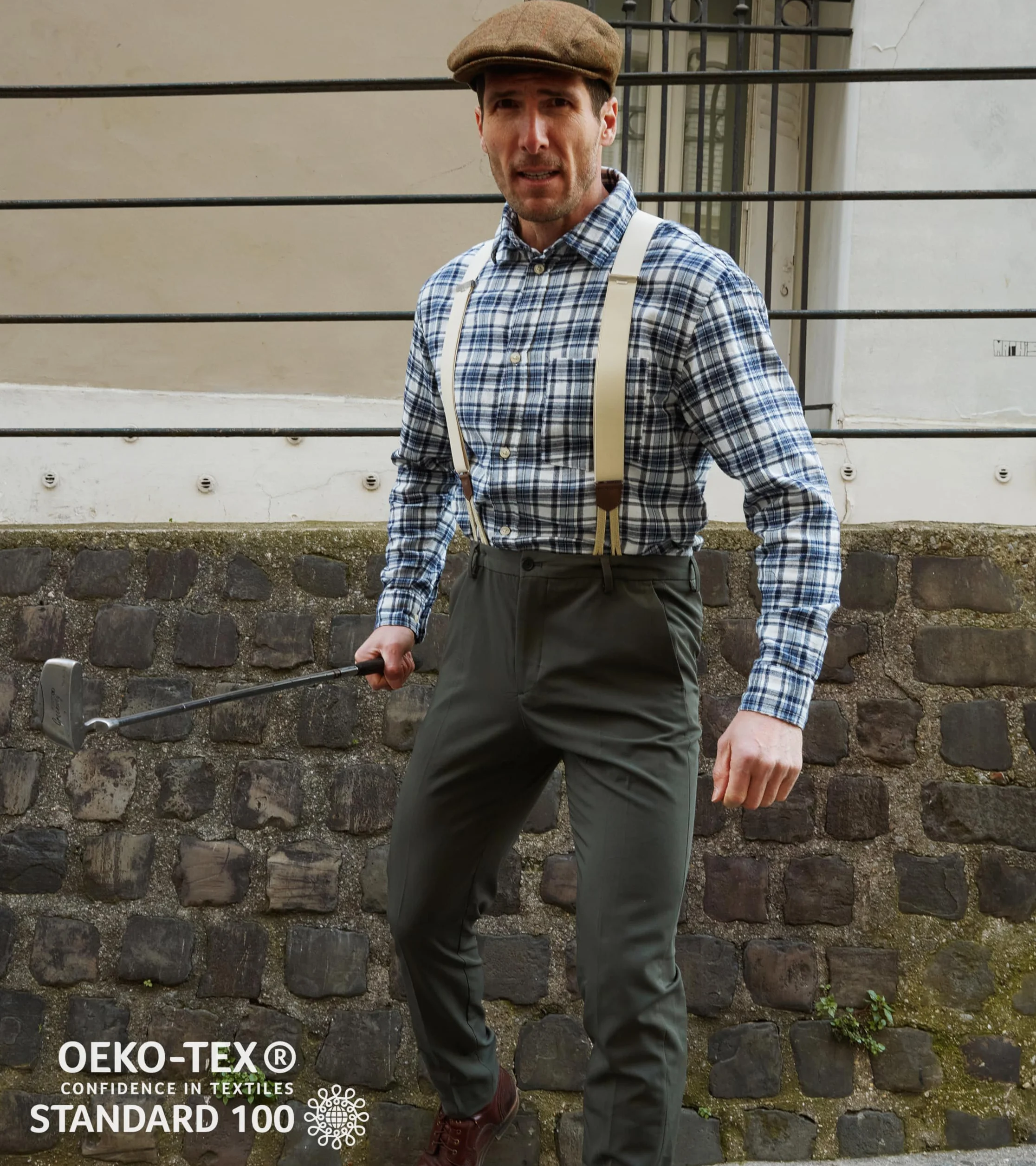 PIERROT Bretelles à Boutons Homme Larges Premium Made in France - Taille Unique Ajustable - Elastique Renforcé et Finitions en Cuir - Garantie à vie