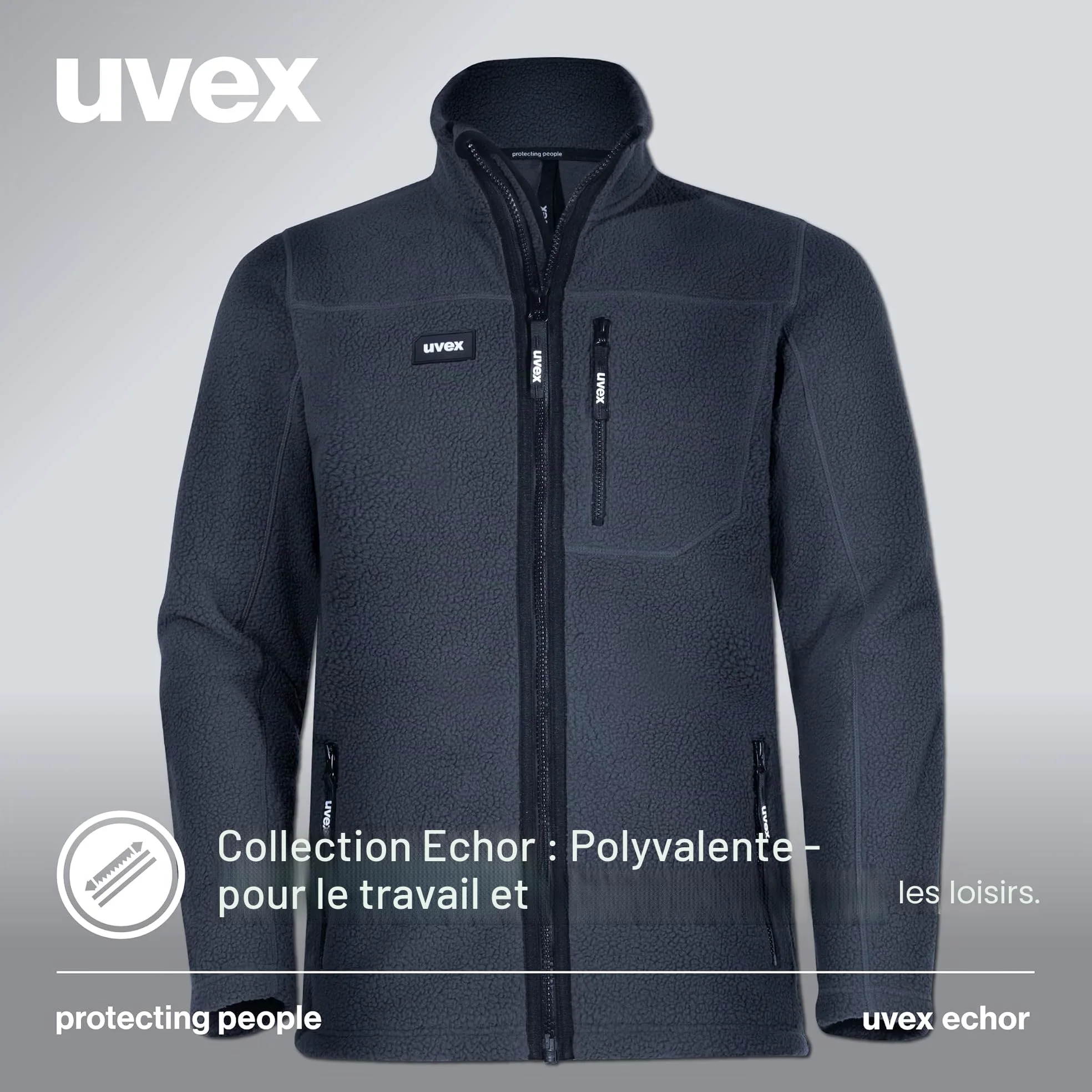Uvex Echor - Veste polaire de travail pour hommes - outdoor avec polaire sherpa