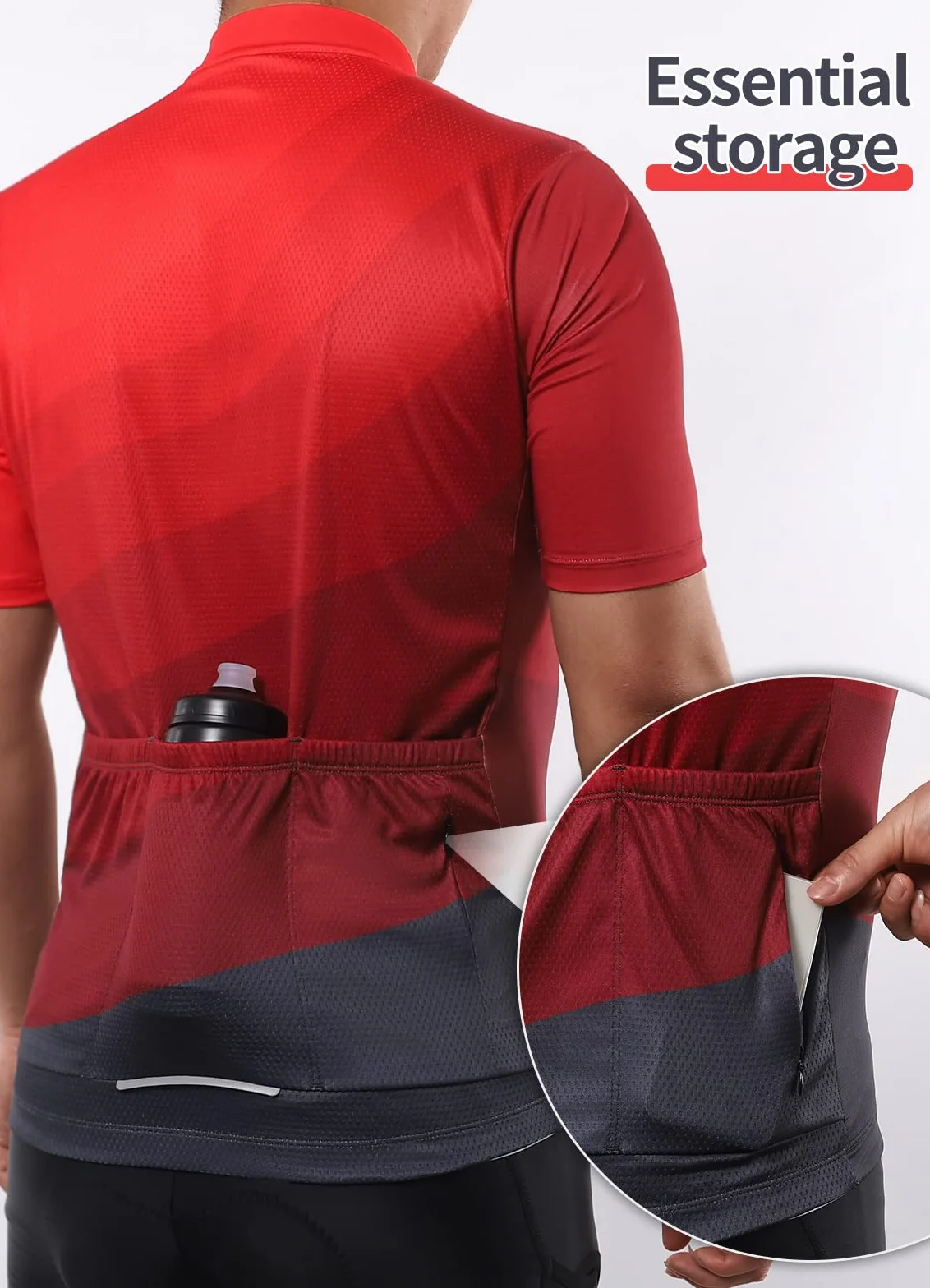 BERGRISAR Maillot de cyclisme pour homme à manches courtes avec poches réfléchissantes