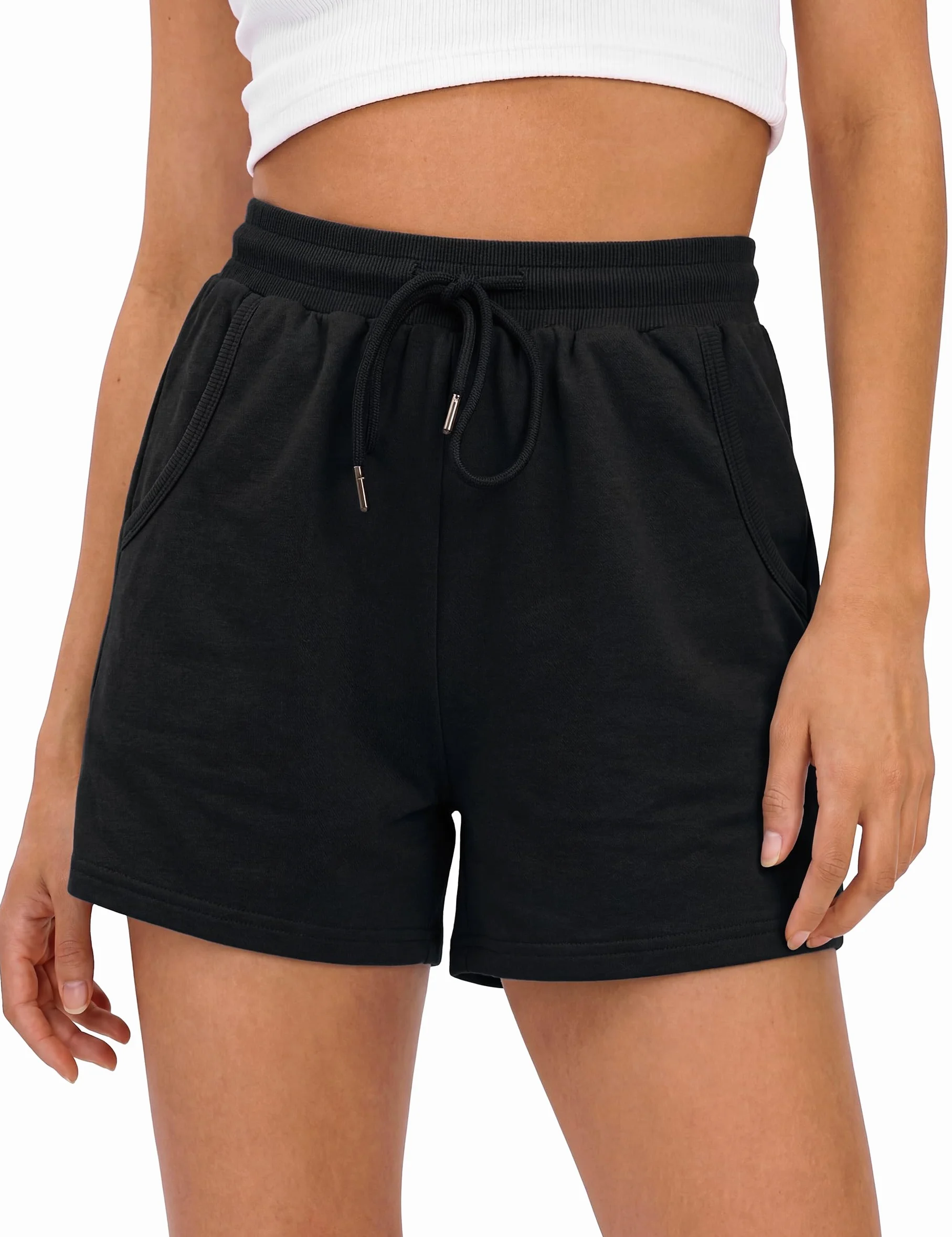 Litherday Short Femme Pantalon Court Été Short de Sport Jogging Short de Course Pantalon d’Entraînement avec Poches Cordon de Serrage Pantalon Athlétique pour Fitness Yoga Gym Basketball
