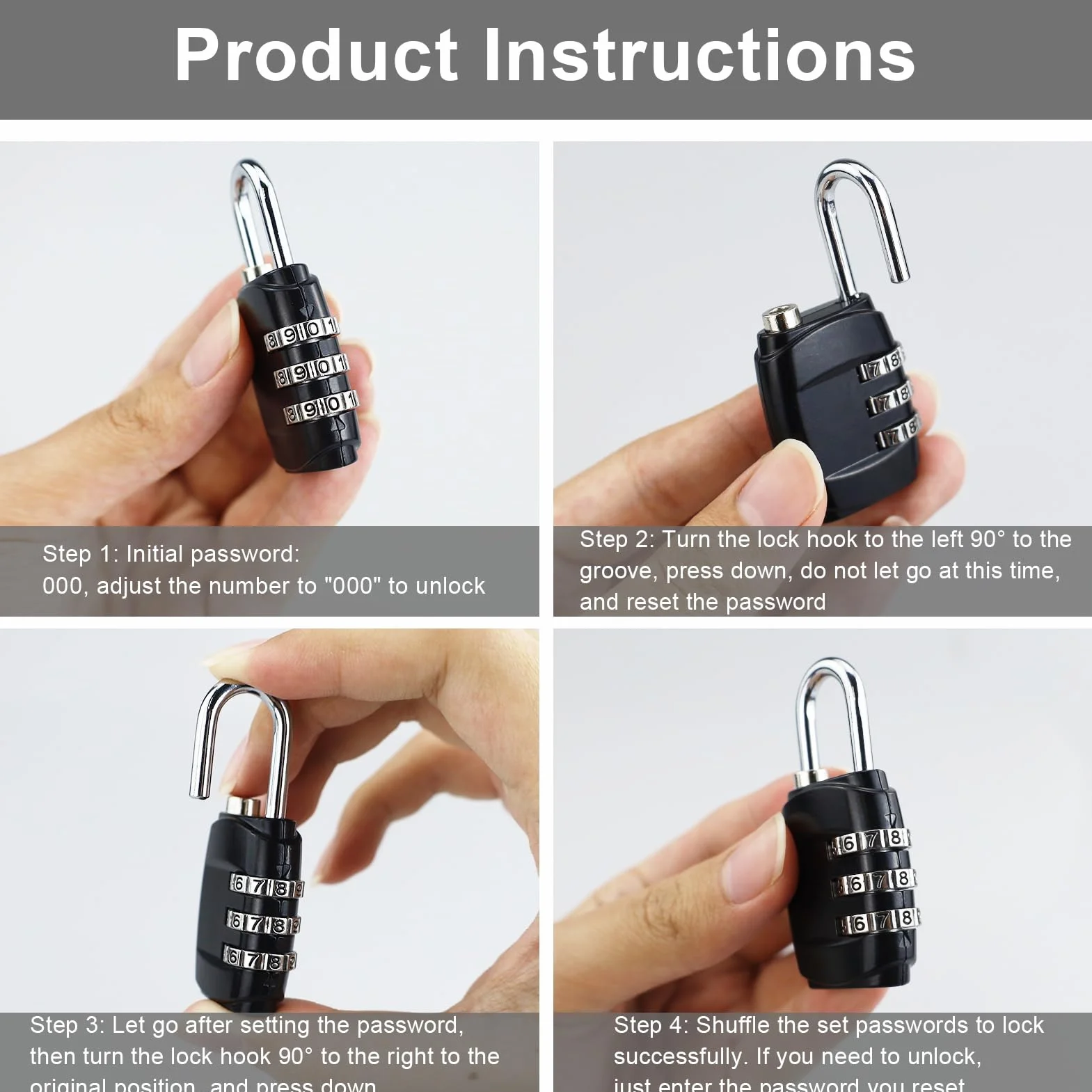 Cadenas à Code Combinaison Métal 3 Chiffres pour Valise Avion Casier Gym