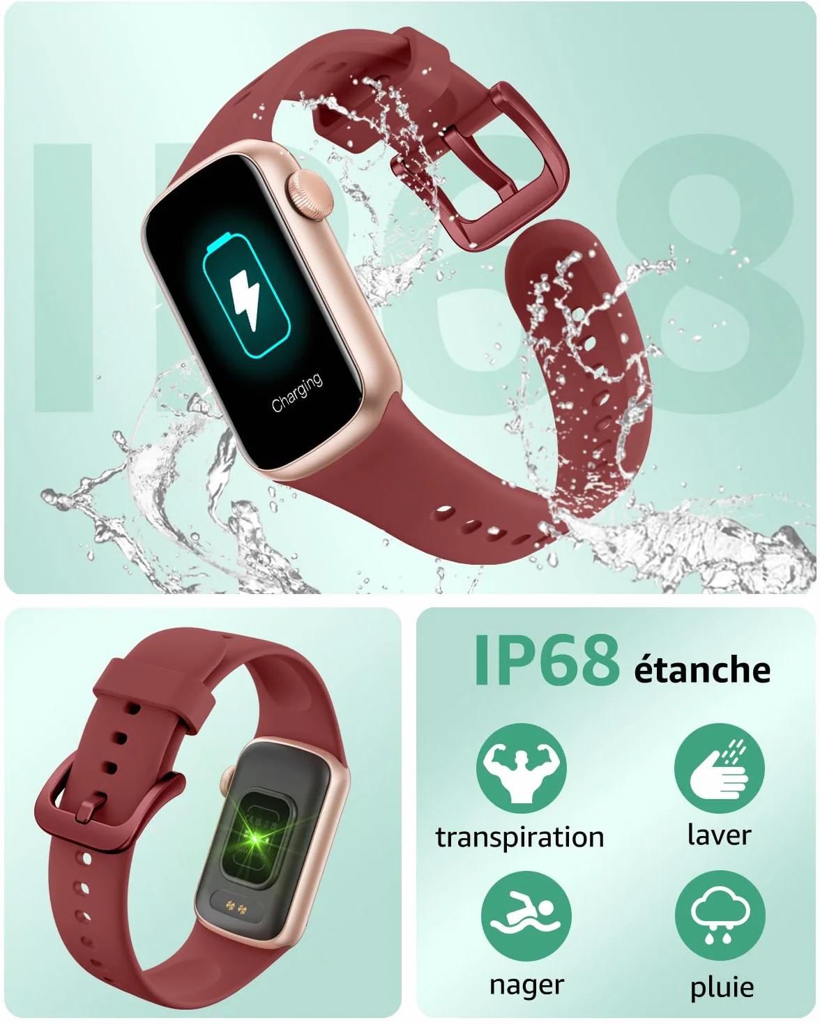 IMFRCHCS Montre Connectée Femme Homme, 1,47'' Smartwatch avec 137+ Modes Sportifs, Fitness Tracker avec Cardiofréquencemètre, Sommeil, Podomètre, Etanche IP68, Montre Intelligente pour Android iOS