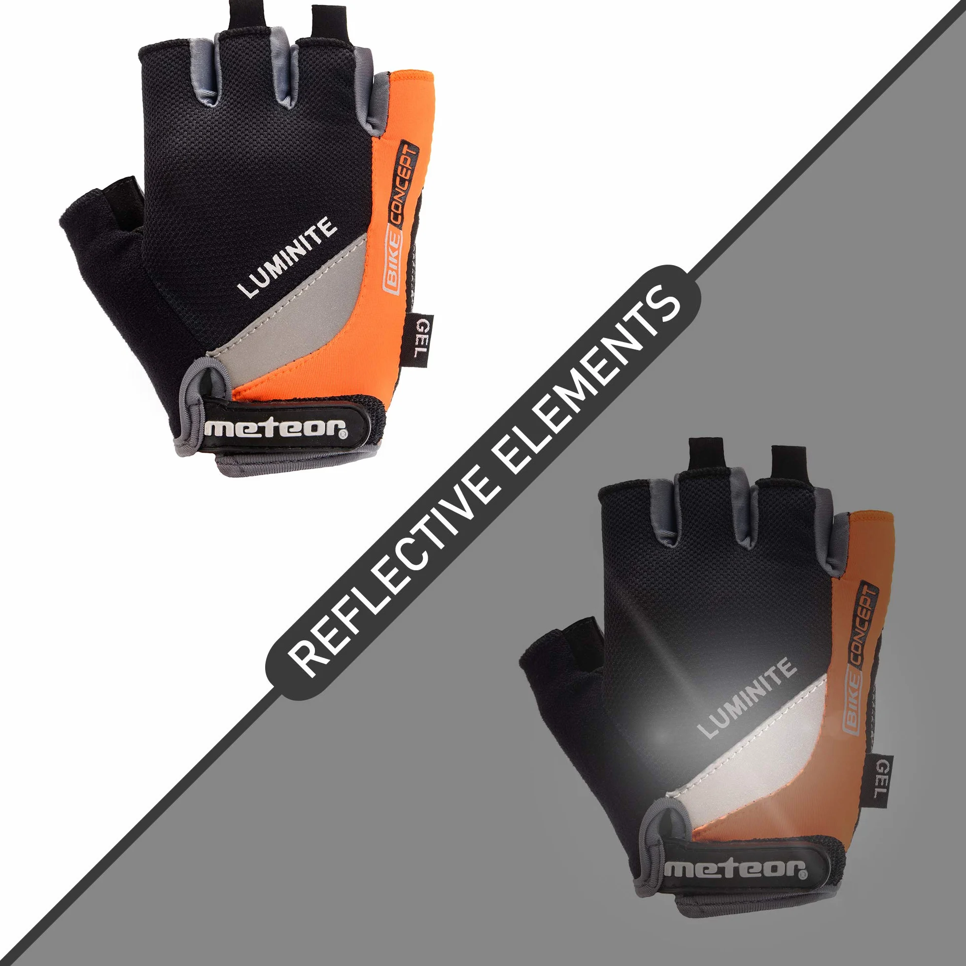 Meteor Enfants Gants de Vélo Garçons Filles Cyclisme VTT Demi-Doigts Antidérapant Mitaines de Sport Antichoc Respirants Courts Réglables Paire