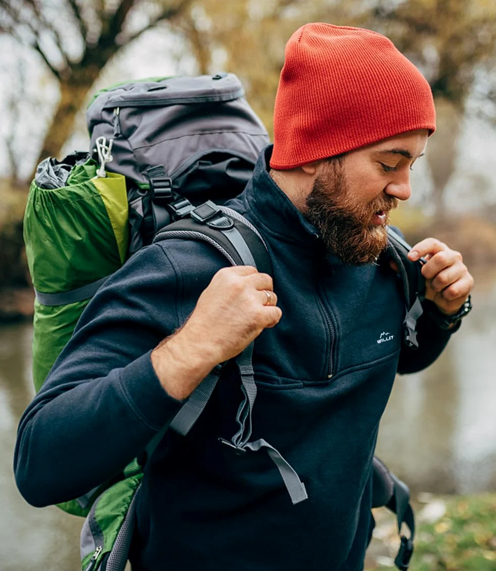 WILLIT Pull en polaire pour homme avec fermeture éclair - Pull de travail respirant thermique
