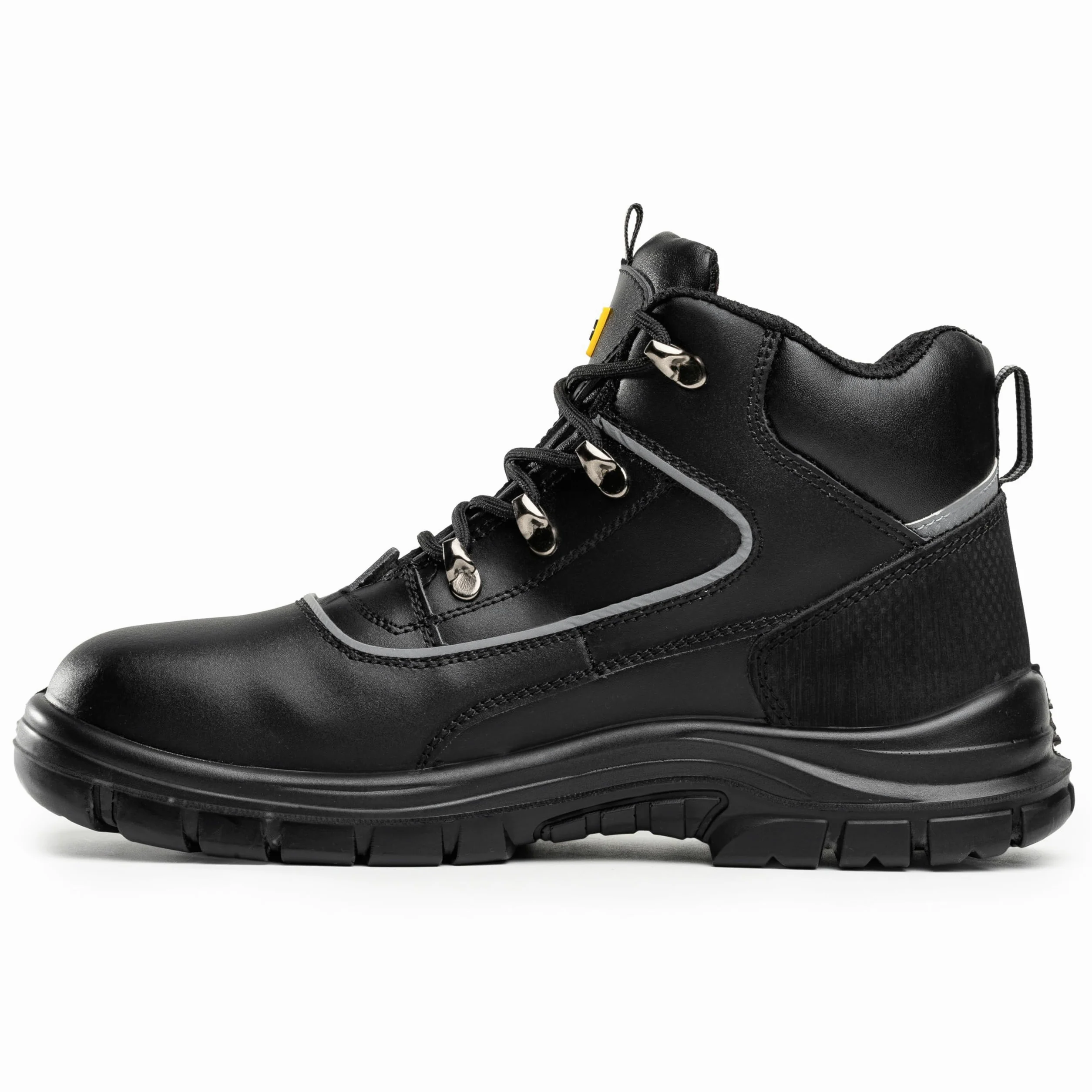 Black Hammer Chaussures de Sécurité Hommes Bottines de travail Cuir Lisse Légère Chaussures de Trekking de Construction Bout en Acier et Semelle Intercalaire en Acier Résistant à l'eau 7752