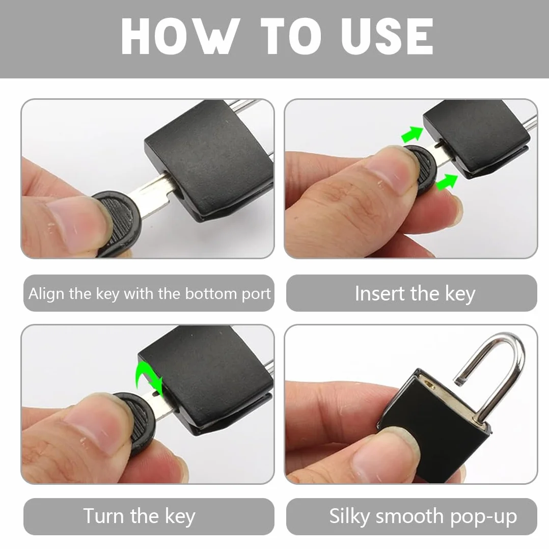 Cadenas Clé 3 Pièces Noir 28mm Pour Valise Et Bagages Serrures Compactes Voyage