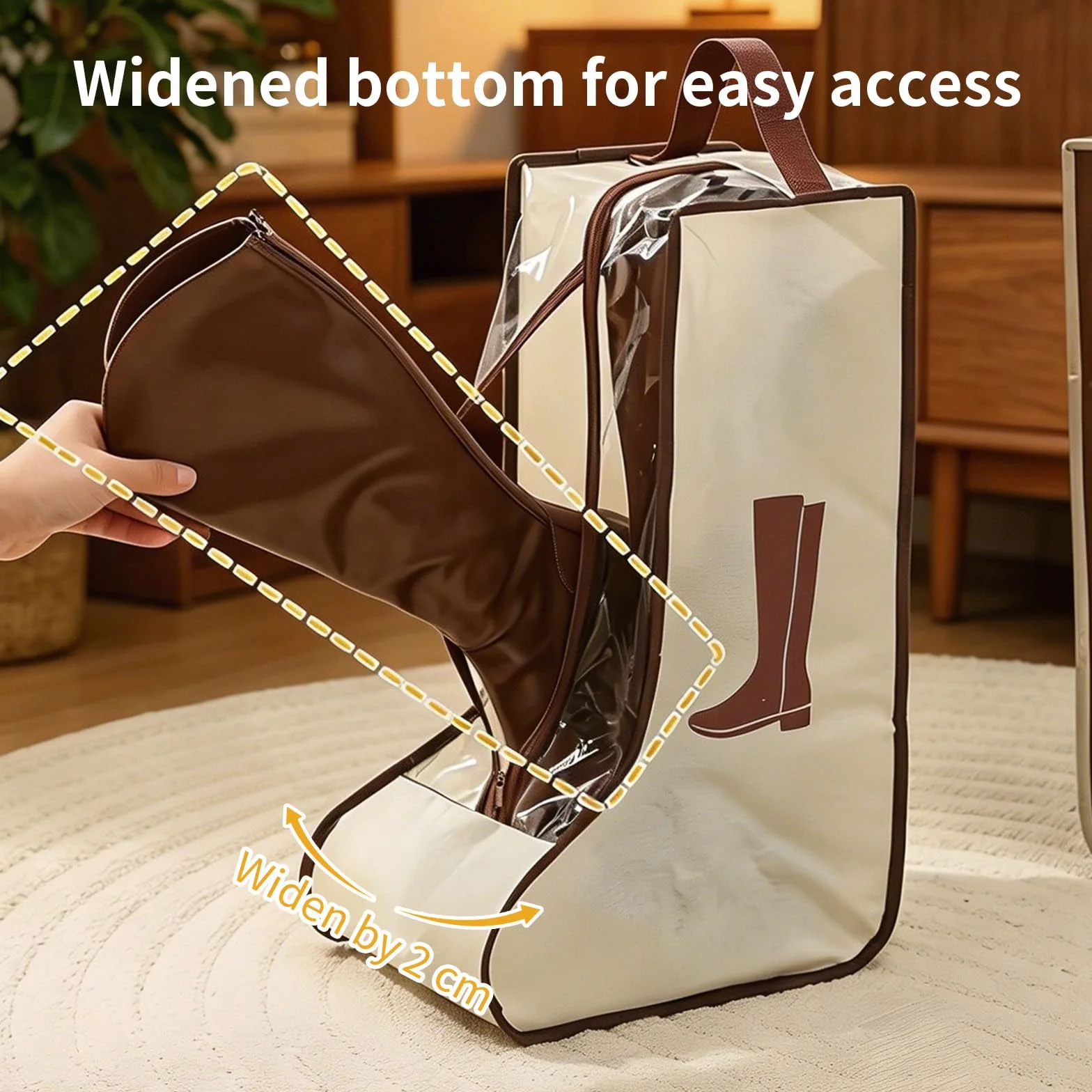 Lot de 2 Housses de Rangement pour Bottes Hautes, Sac Chaussures Imperméable et Anti Poussière avec Poignée, Modèle Portable Adapté Au Voyage, Camping, Salle de Sport et Usage Domestique