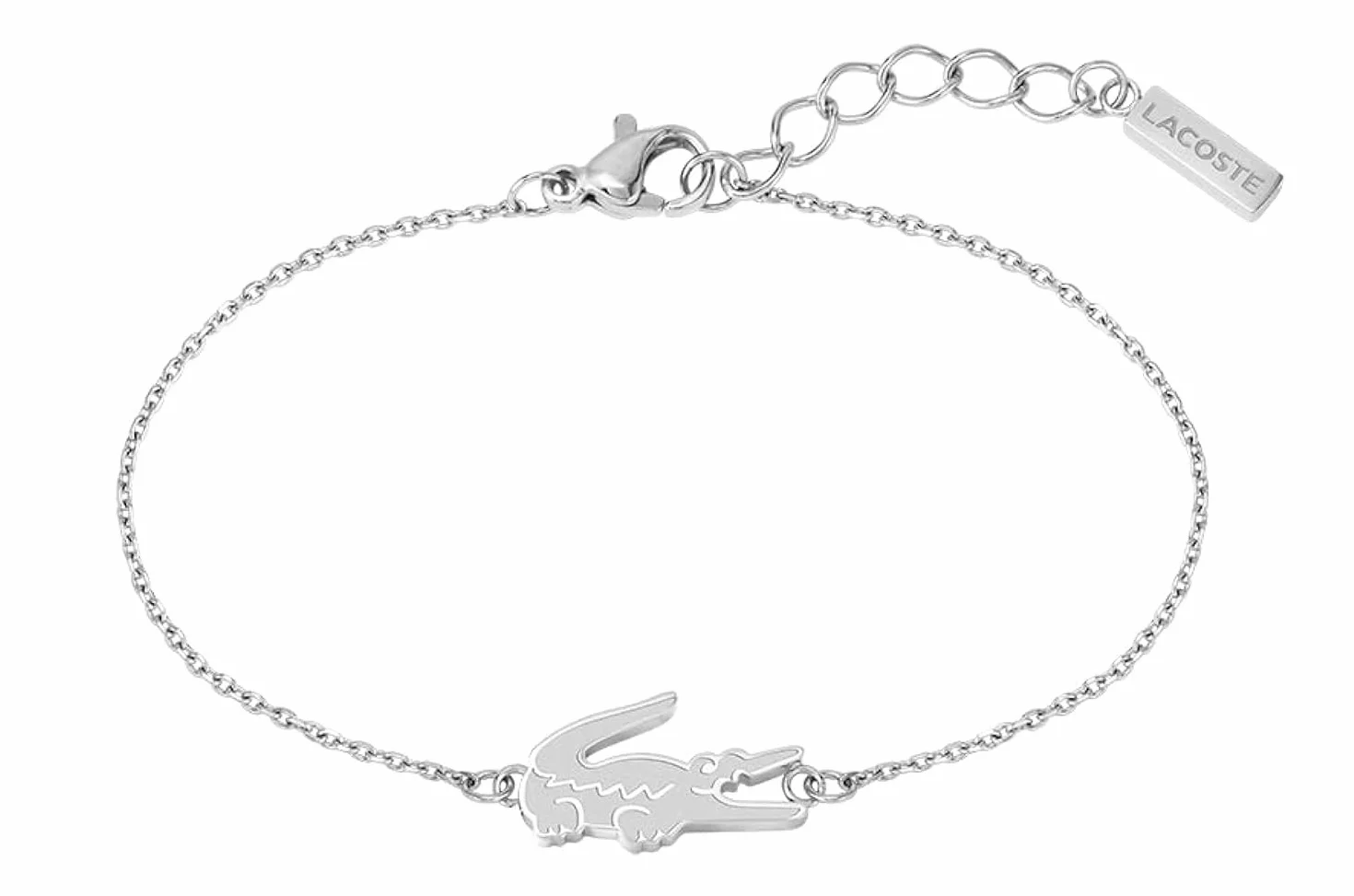 Lacoste Bracelet en chaîne pour Femme Collection CROCODILE disponible en version argentée, dorée ou or rose clair
