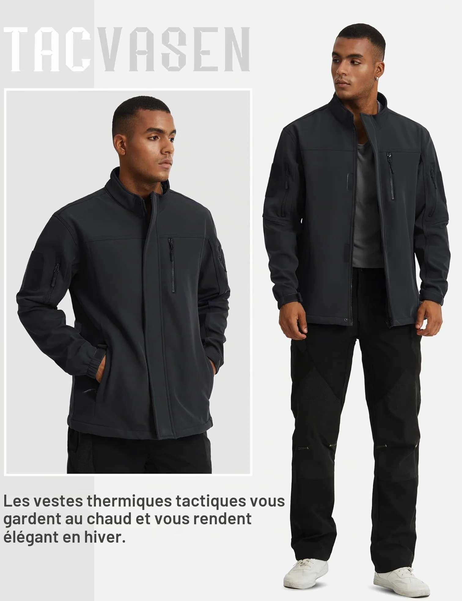 TACVASEN Veste D'Extérieur Veste Militaire Imperméable pour Homme Veste Polaire Airsoft Veste D'Hiver Imperméable
