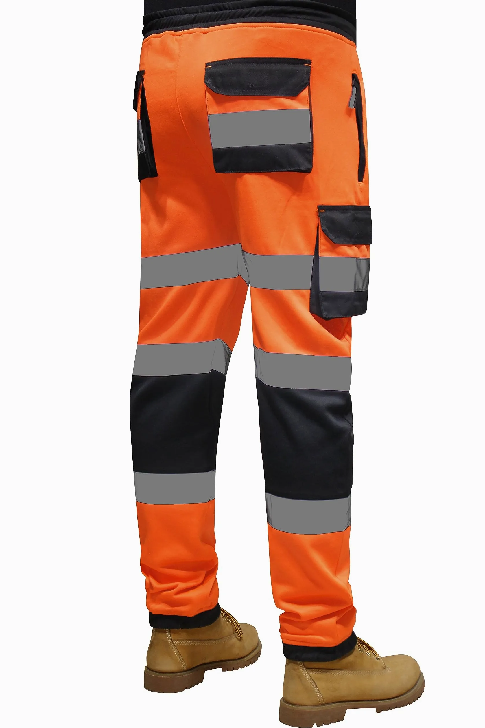 RAK Pantalon de travail en polaire fluorescente pour homme avec bande haute visibilité et poches élastiques à la taille et cordon de serrage