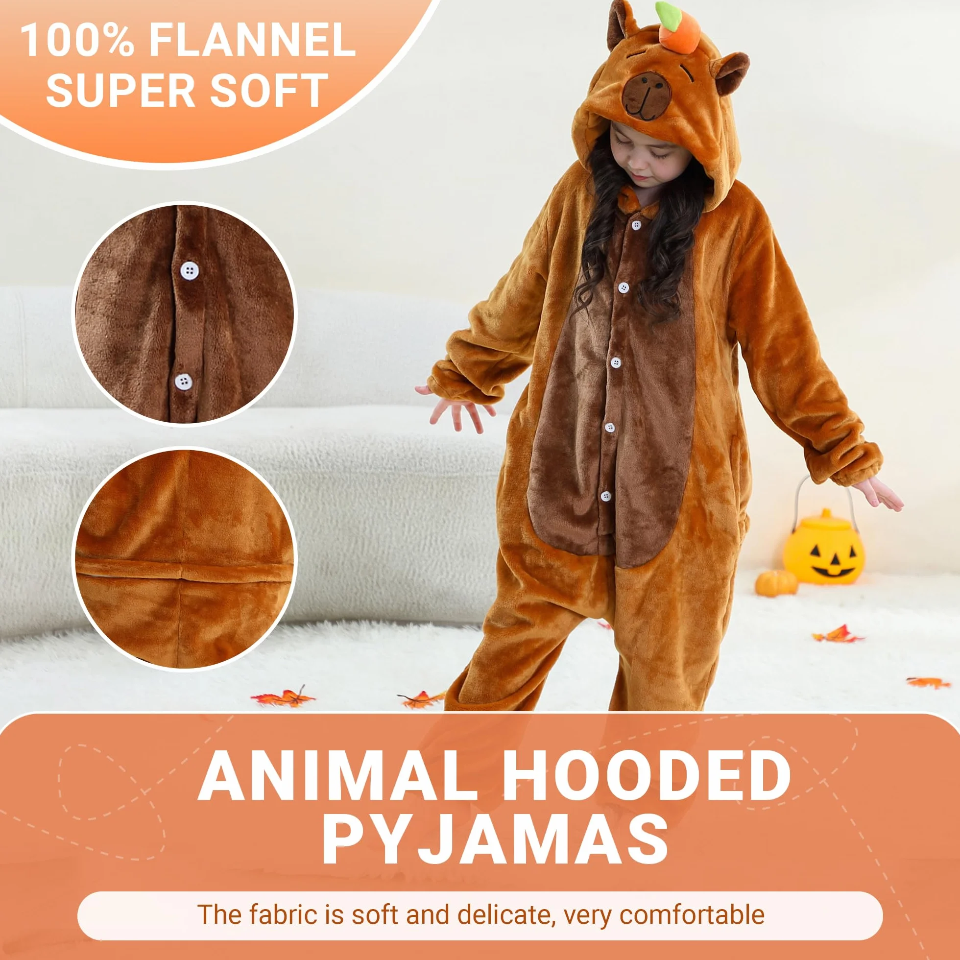 Unisexe Garçons Animal À Capuche Romepr Pyjamas 3-12 Ans Enfants Tout en Un Bouton Fermeture Combinaison Filles Costume De Nuit Cadeaux