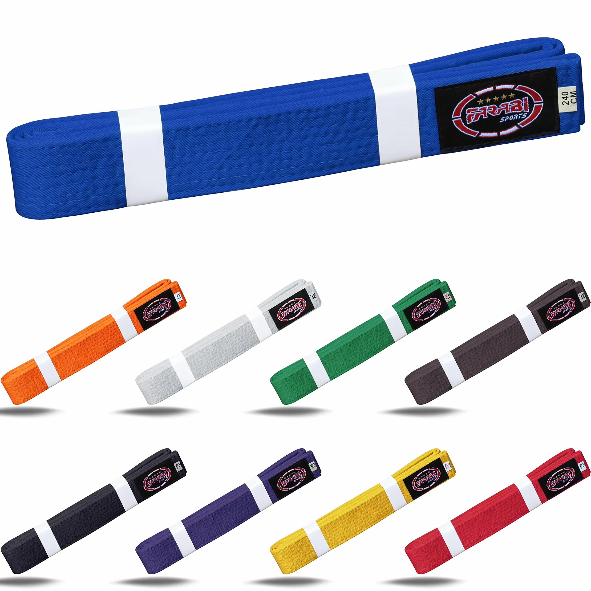 Farabi Sports Ceinture de Karaté Plusieurs Couleurs Arts Martiaux Judo Taekwondo