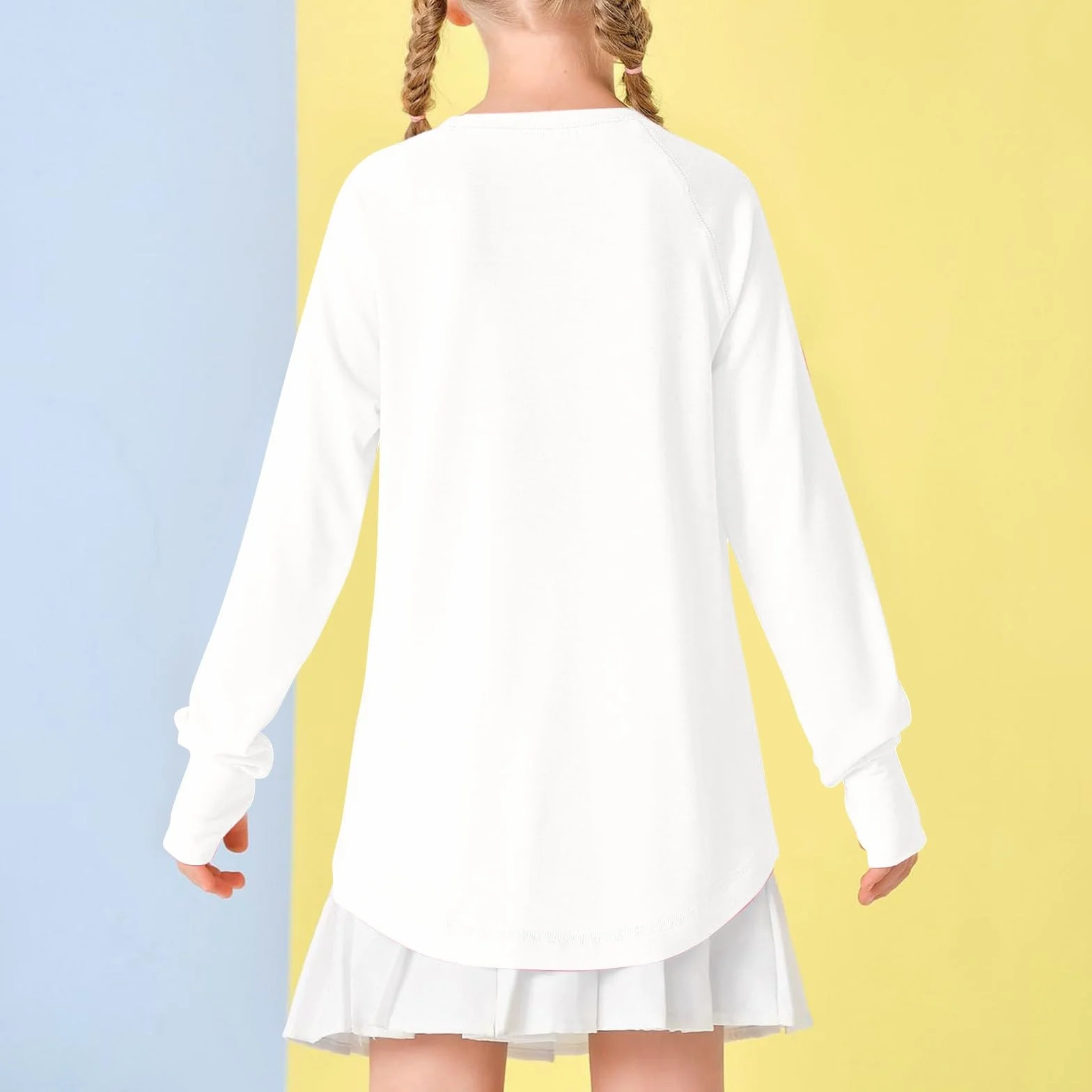 Fille Enfant Fille T-Shirt Manches Longues Col Rond Décontracté Lâche Couleur Unie Blouse Sweatshirt 1 an Garçon